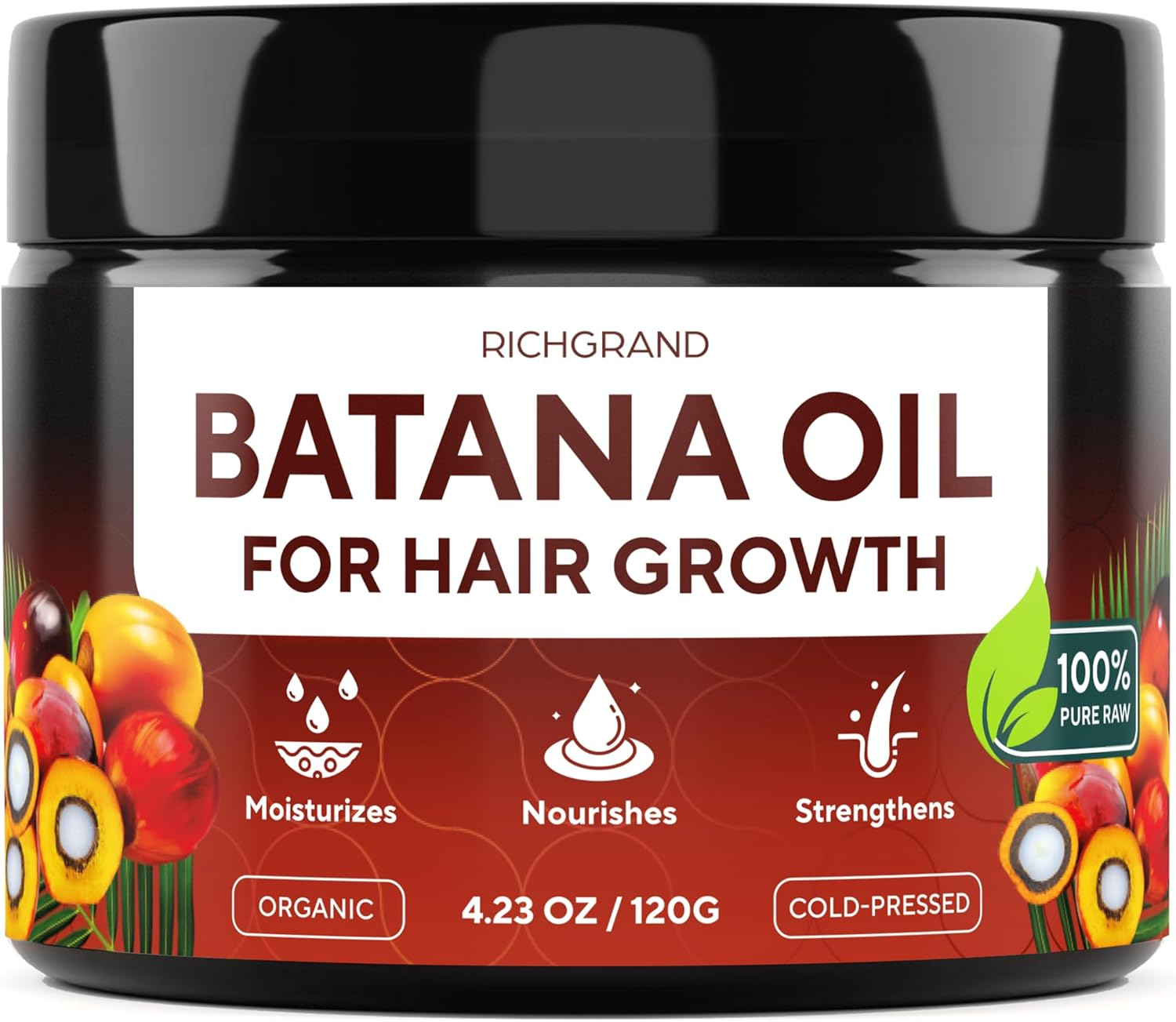 Batana Oil - 100% Raw & Organic Dr Sebi Batana Oil - Cold-Pressed & Pure Unrefined Batana Hair Mask for Women & Men image number 3