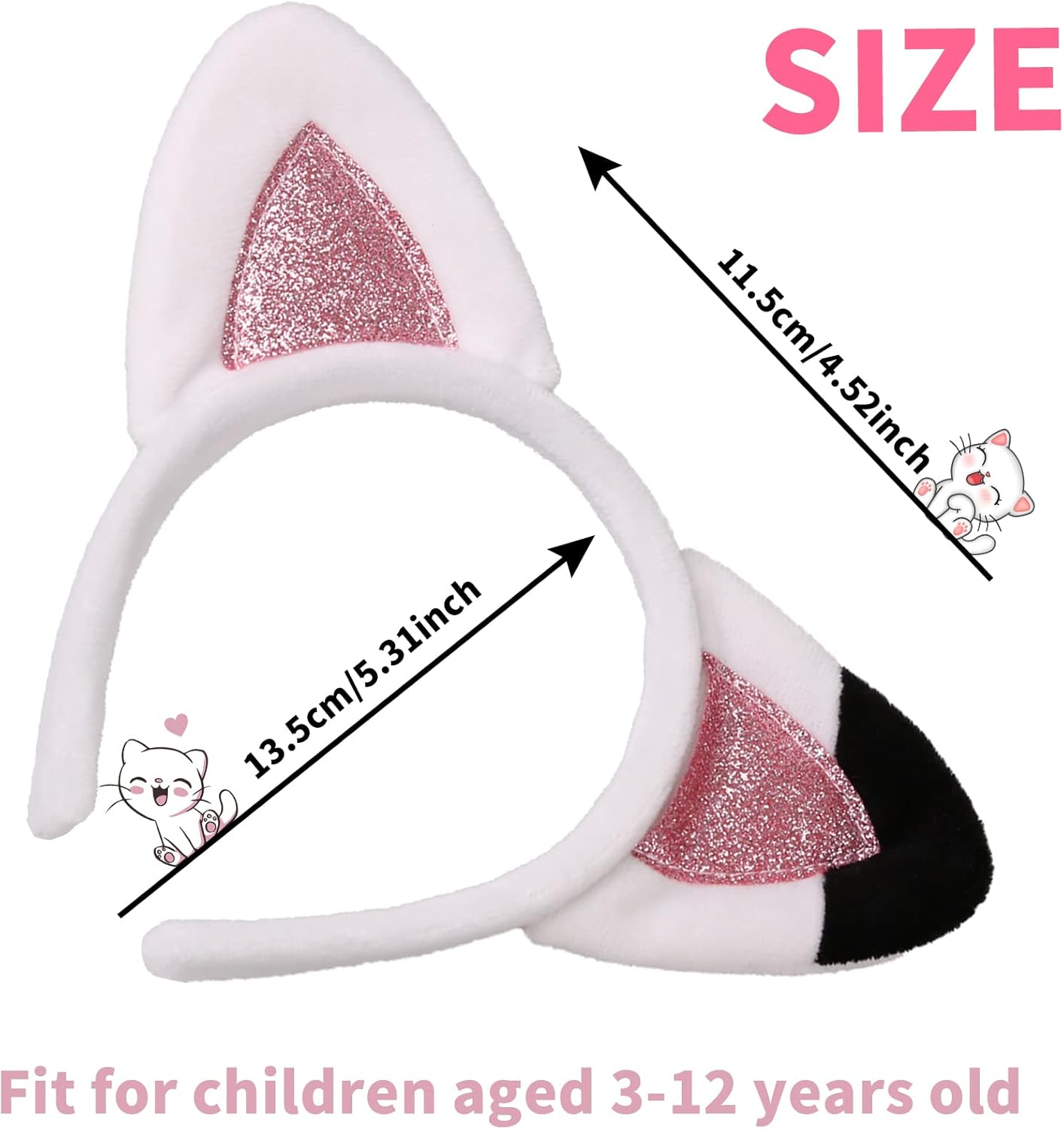 Creatoy Cat Ears Headbands for Kids Toddler Halloween Headband Glitter Hairband Accessories Birthday Party Supplies image number 5