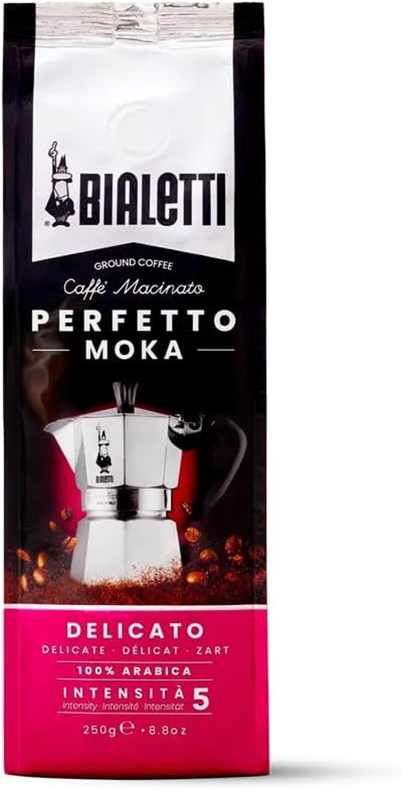 Bialetti - Universal Ground Coffee Pregiato: Medium Roast Ground Coffee, Fresh Fruit and Floral Notes, 250G, Compatible for Use with Moka Pot, Espresso Machines and Coffee Press