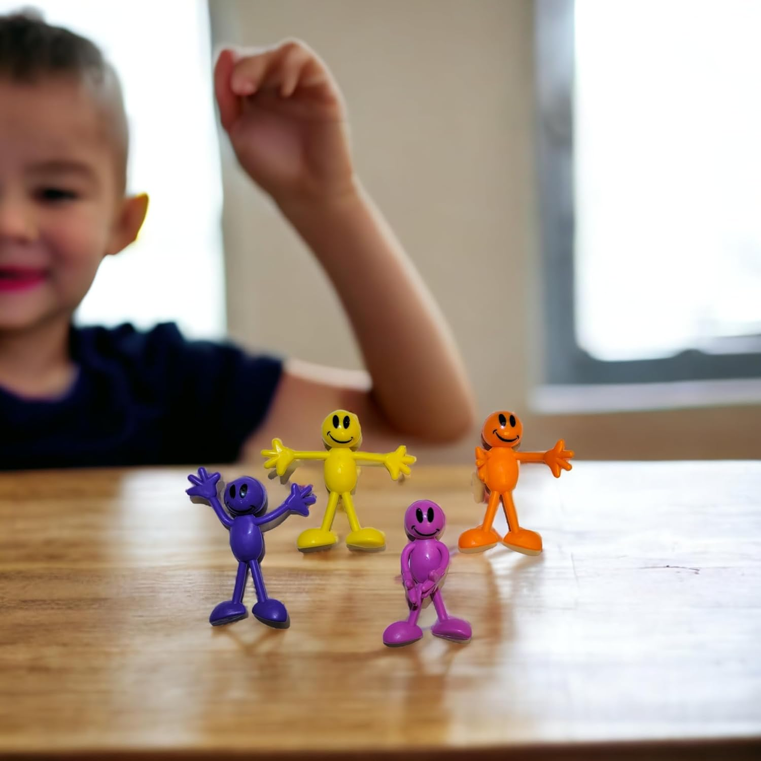 Colorful Bendable Smile Figures (3") Flexible Rubber Men with Smile Faces, Party Favor, Stress Relief Fidget Toy Goody Bag Pinata Fillers for Kids and Adults (12 Smile Figures) image number 2