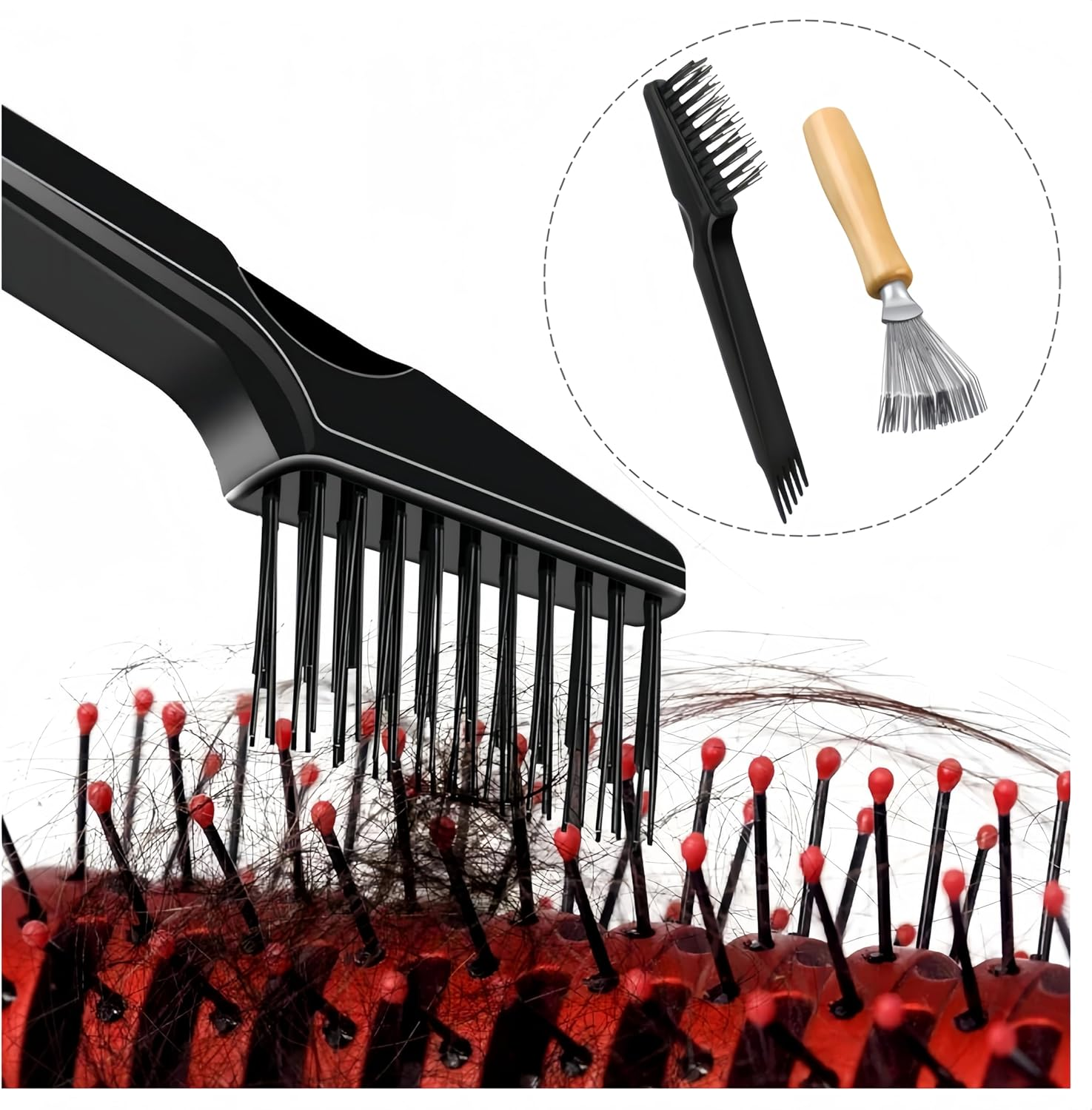 Caasfooyhair Cleaning Combs Remover, 2 Pcs Hair Brush Cleaning Tool, Comb Cleaner Hair Brush Cleaner, Hair Brush Cleaner Tool Rake Tools Set for Removing Hair Dust,Debris,Lint