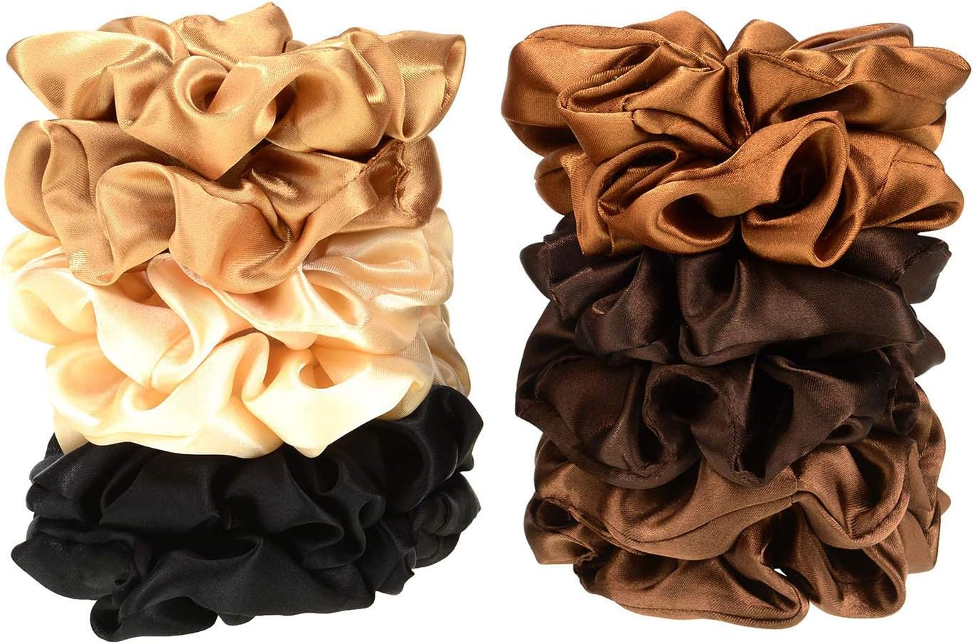 12 Pieces Satin Hair Scrunchies Elastic Hair Bobbles Scrunchies Hair Ties for Kids Adults, 6 Colors image number 2