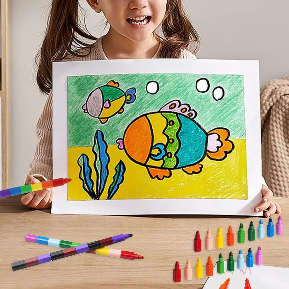 15 Pcs Stackable Crayons, Mini Crayon Packs, Colored Pencils for Kids, Rainbow Markers Pen, Stacking Crayons for Drawing Coloring, Party Favors Gifts School Office Supplies, 12 Colors image number 2