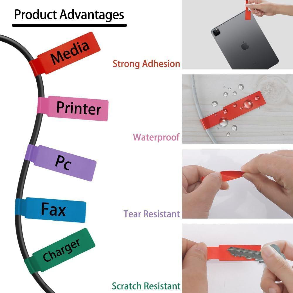 Cable Labels Cord Organizer Waterproof Labels 360Pcs Network Cable Labels Tags Label Stickers Labels Tags for Labeling Sticky Labels Cord Label Tags Wire Identification Labels Electrical Wire Tags image number 4