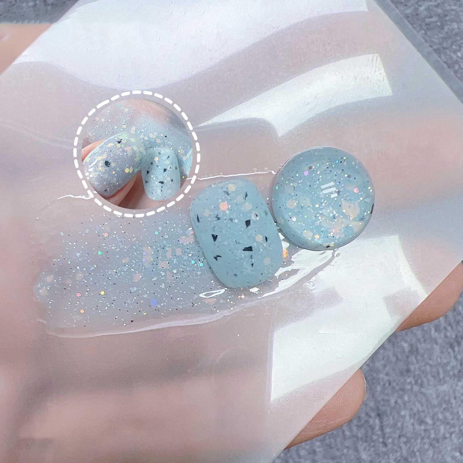 PINNI Egg Shell Gel Nail Polish Kit - Speckled, Reflective Glitter, Semi-Permanent UV Polish with Sequins, Shiny Shimmer White Varnish