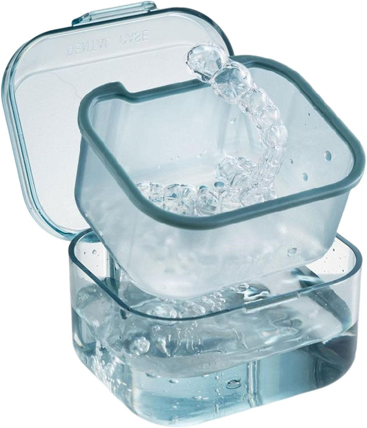 False Teeth Container,Denture Cleaning Case - Denture Box with Strainer, Night Cleaner Denture Bath Box for Retainer, Mouthguard, False - Black image number 7