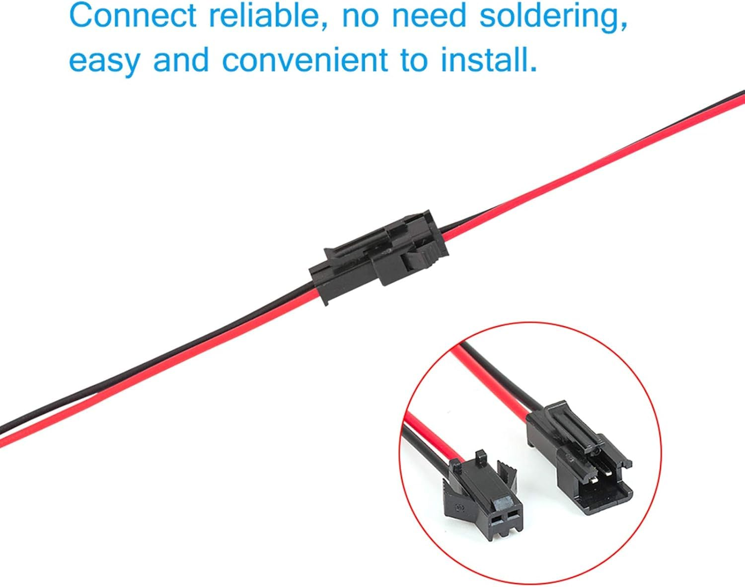 2 Pin JST SM Male Female Plug LED Connector Cable 15Cm 22Awg Wire for WS2812B WS2812 WS2811 SK6812 SK6812-RGBW LED Strip Light（10 Sets, 2 Pin image number 5