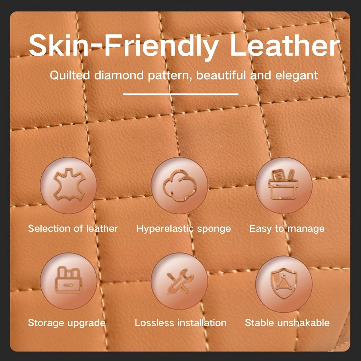 Integrated Pressurized Multifunctional Car Armrest Heightening Pad, Car Armrest Box Storage Bag, with 2 Cup Holder, Phone Slot, Tissue Box, Side Pockets, for All Carmodels (Grey) - Black image number 3