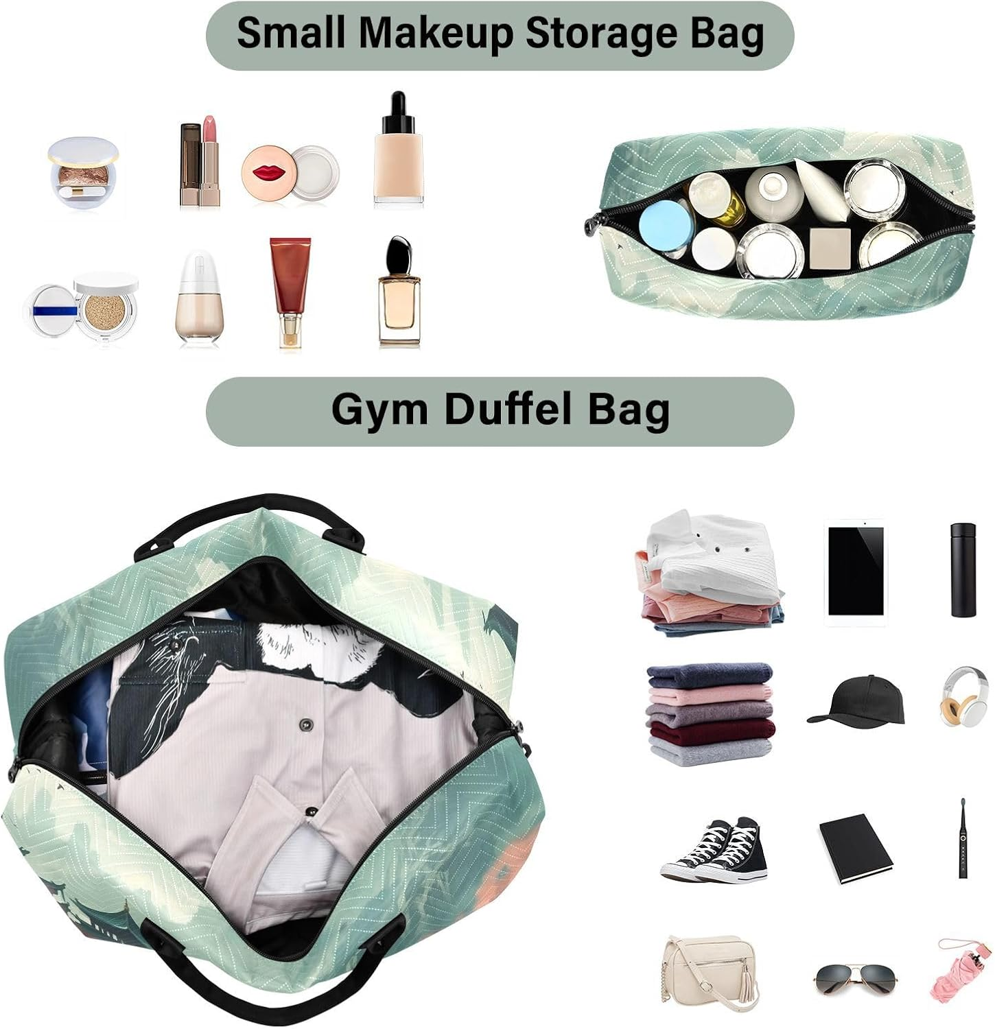 XYMZR Large Travel Duffel Bag, Building Chinese Style Sports Tote Gym Bag, Shoulder Weekender Overnight Bag for Women Men, Carry on Luggage with Toiletry Bags, Multi-Colored, Multi-Colored