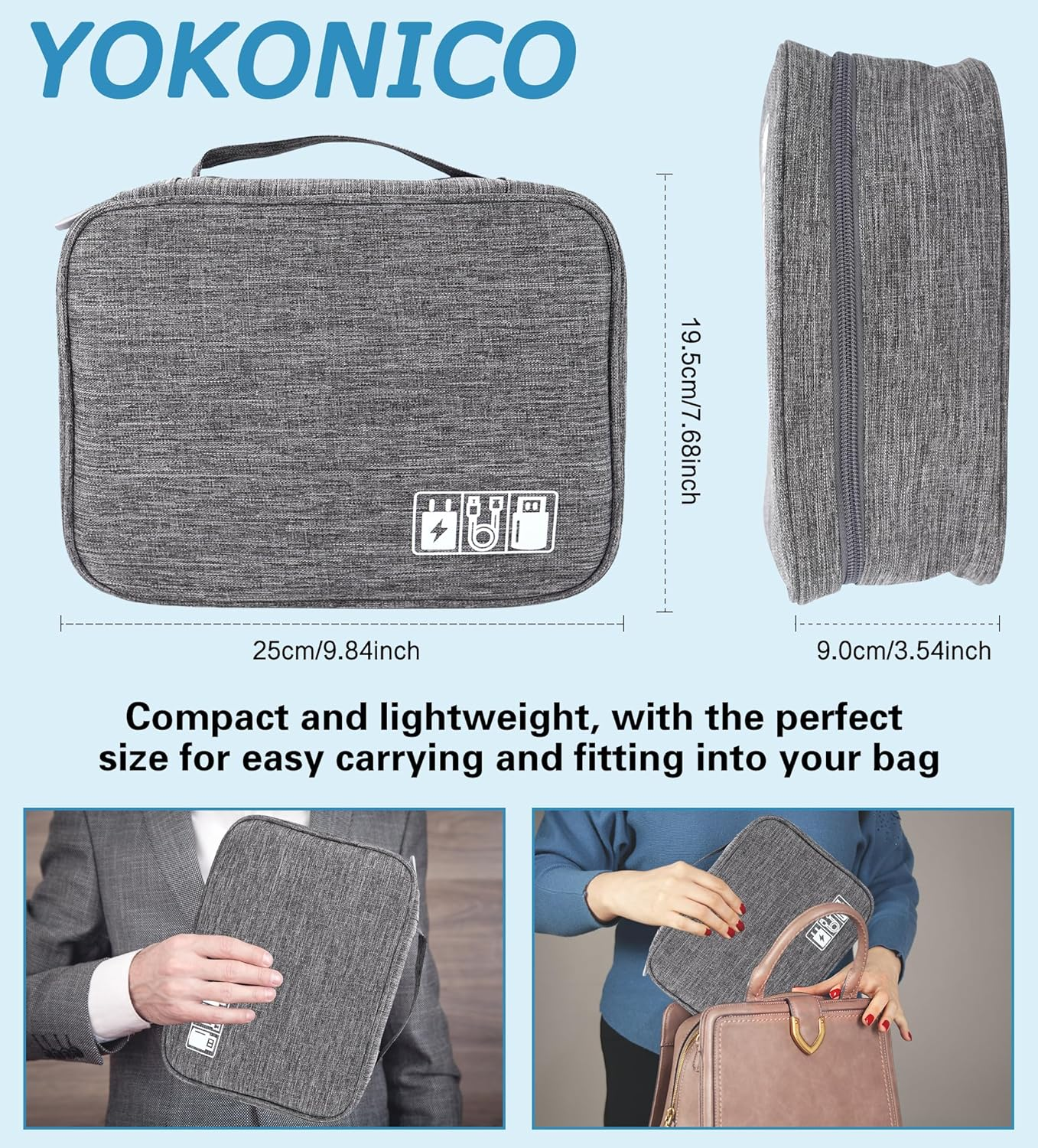 Electronics Organizer Bag, Cord Organizer Travel, Portable Tech Bag, Travel Waterproof Cable Case, Essentials for Cord/Charger/Earphone/Usb/Tablet/Electronic Accessories