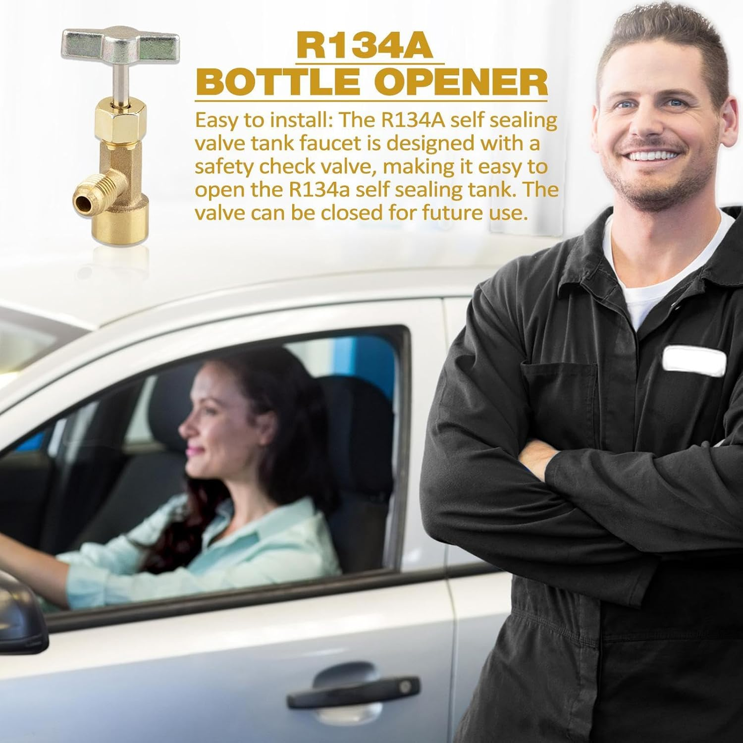 134A Can Tap, AC Can Tap R134A Refrigerant, Sealing Tank Adapter, Alloy R134A Adapter, Hose Connector for 1/2 AC Charging Hoses, Air Conditioning Car Accessories Puchen image number 1