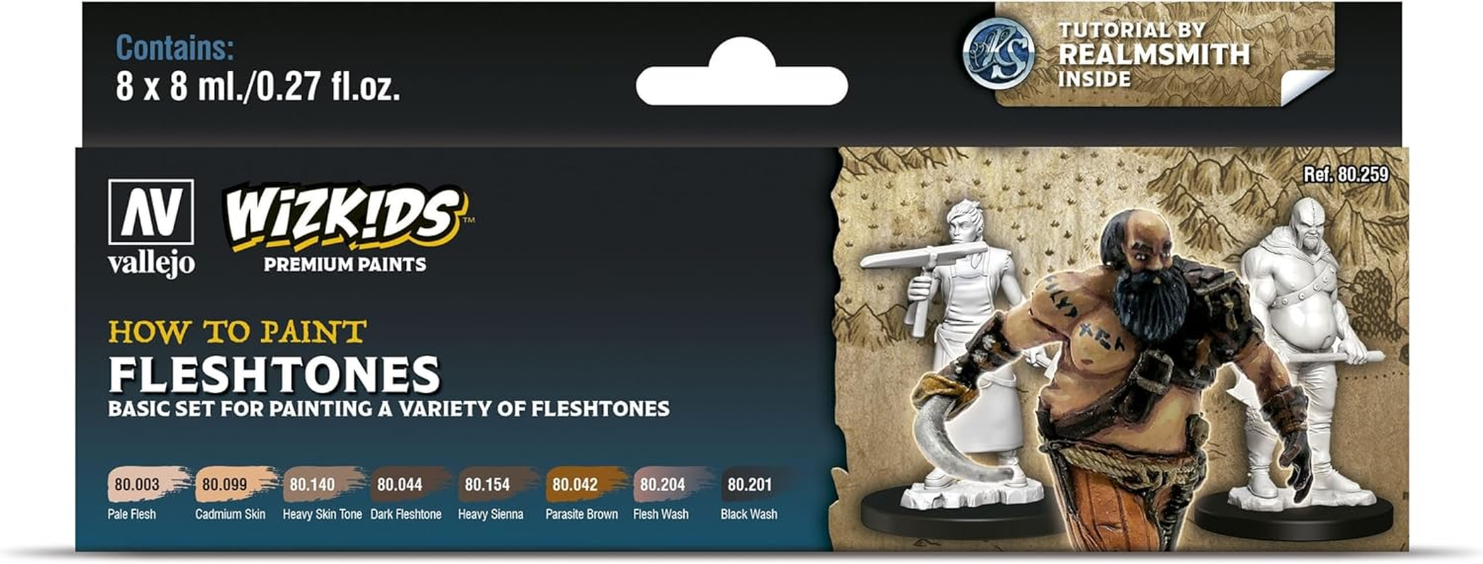 Vallejo Wizkids Premium Paint Fleshtones 8 Piece Colours Set