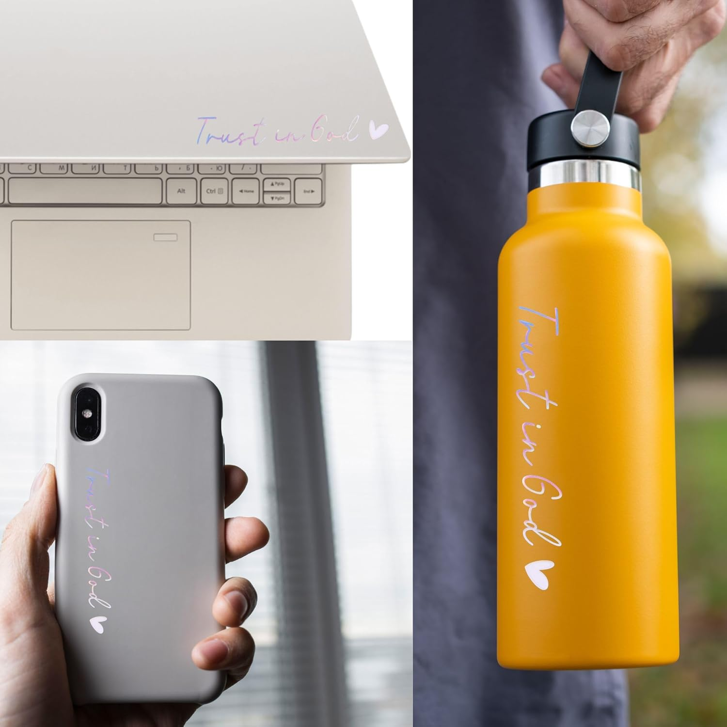 MOTOFITOOL 4X Trust in God Rearview Mirror Sticker, Inspirational Mirror Decals, Christian Car Decals for Women, Cute Car Accessories, Rear View Mirror Sticker, Vinyl Car Vanity Mirror Stickers image number 4