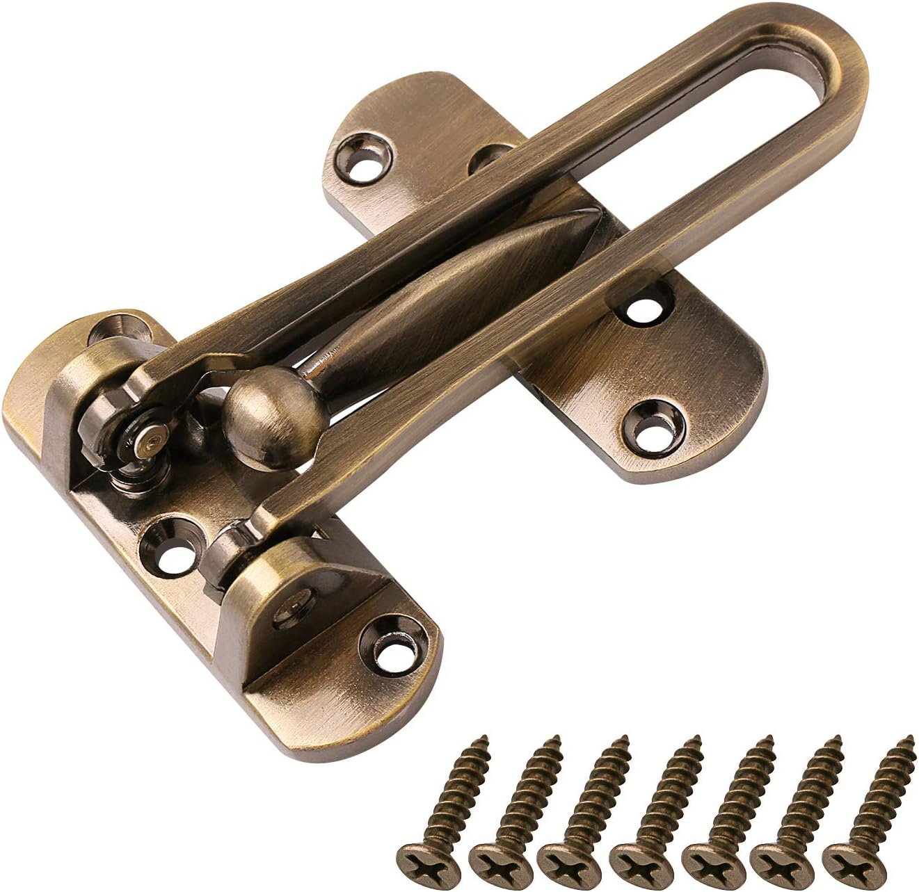 SAISN Door Reinforcement Lock Latch Swing Bar Lock for Home Security Front Door Locks for Kids Thicken Solid Aluminium Alloy (Black, 2 Pack)