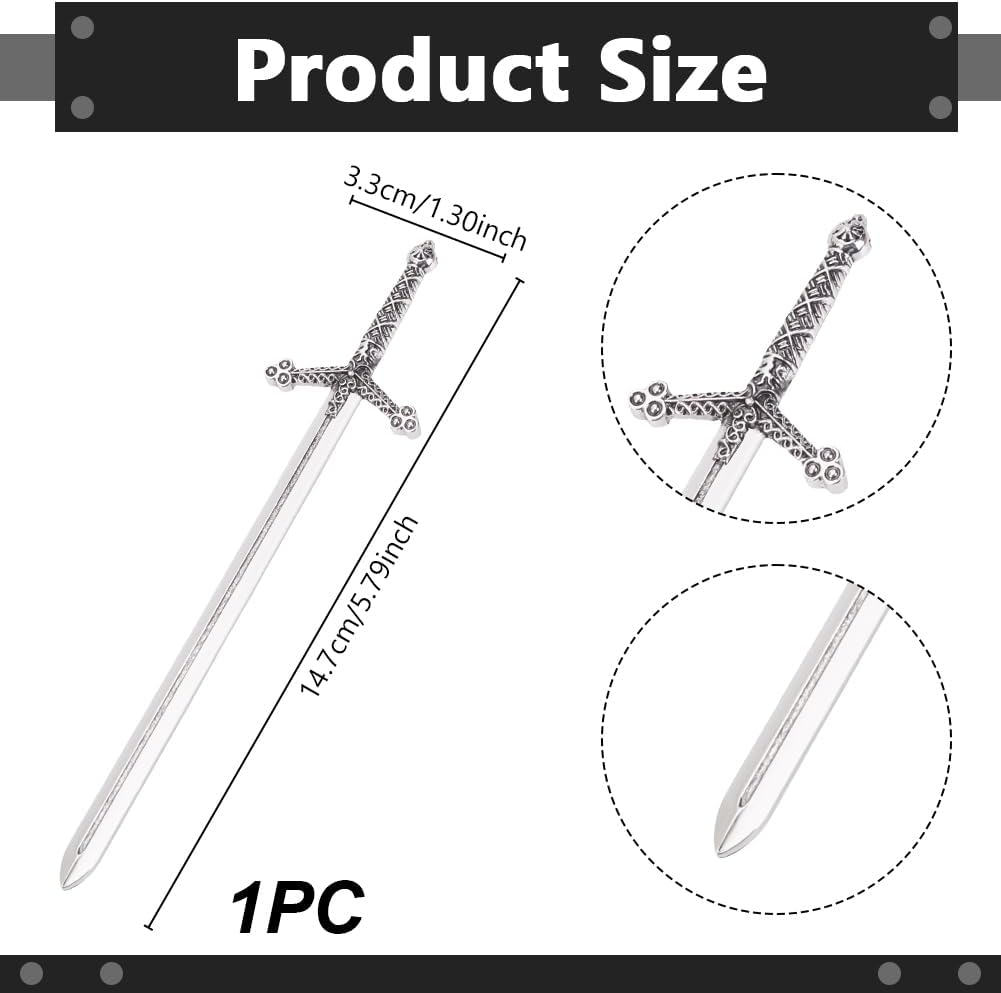 WEBEEDY Sword Hair Pin Silver Hair Stick for Buns Handmade Chinese Style Vintage Headdress Sword Hairpin Metal Hair Chopsticks for Women Long Hair Accessories Valentine'S Day Gifts,14.7X3.3Cm image number 4