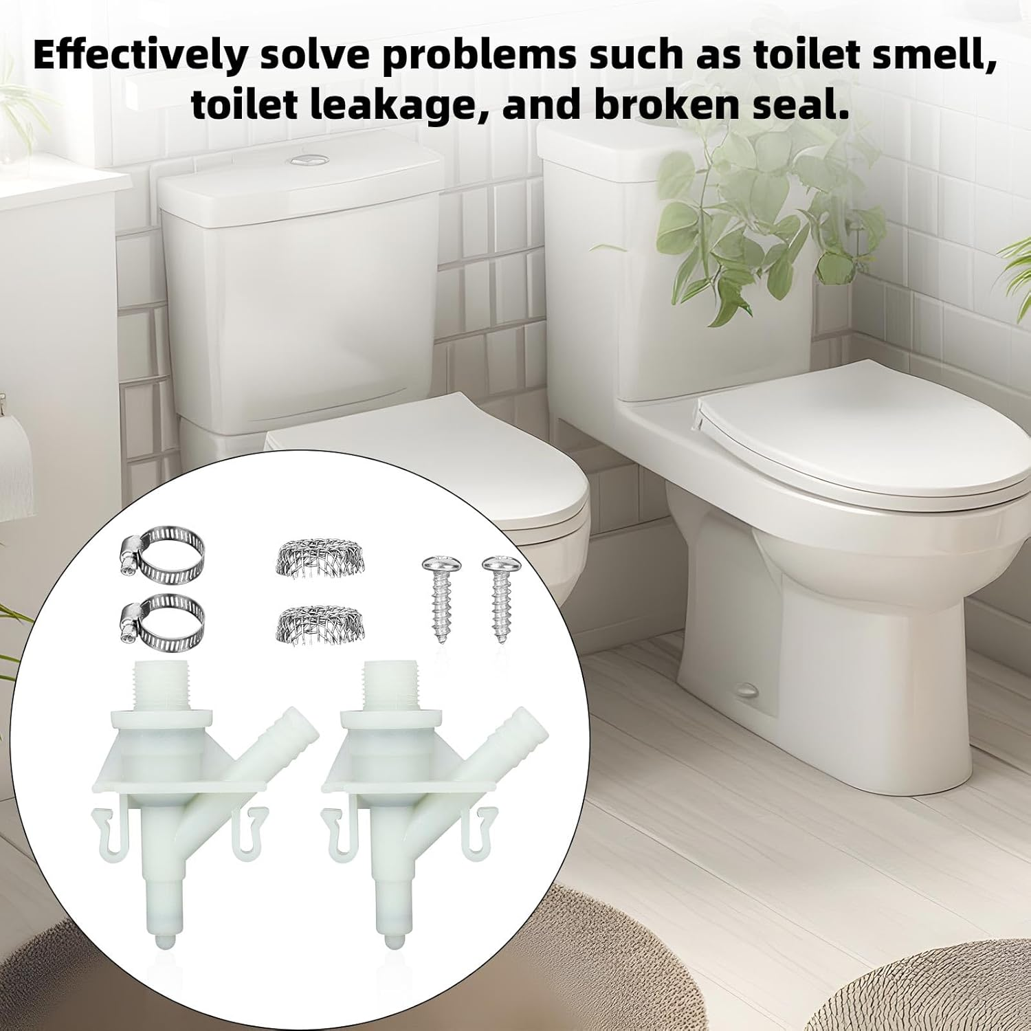 2 Pack 385311641 RV Toilet Water Valve Replacement Kit, Pedal Flush Toilet Valve Parts with Hose Clamps Mesh Filters and Screws Compatible with Dometic & Sealand 300 310 320 Series image number 4