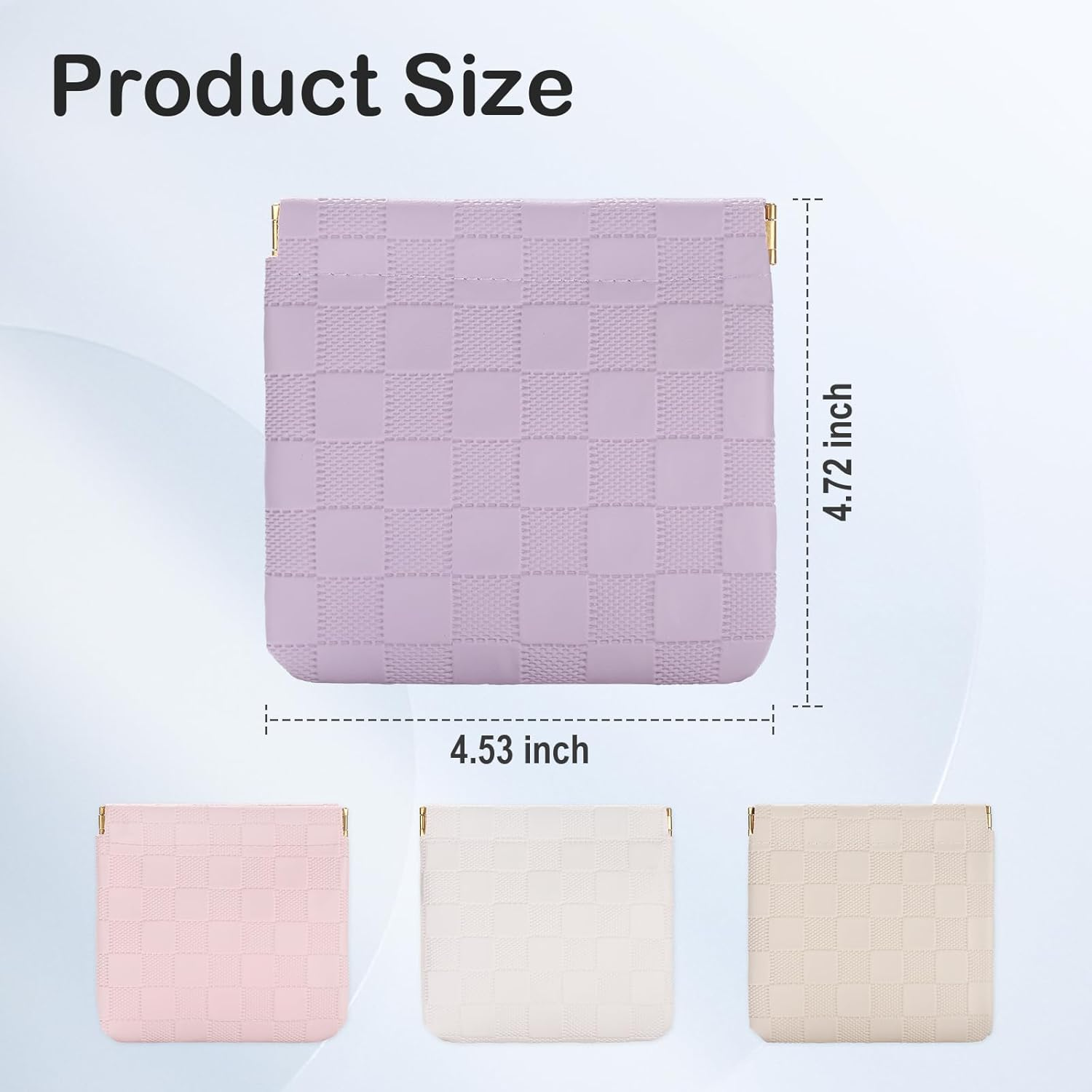 Sightor 2PCS Small Makeup Bag for Purse, Mini Cosmetic Bag Waterproof Pouch for Women, Checkered Purse Self-Closing Small Travel Kit Coin Lipstick Cosmetic Storage Bag, Pink, Purple, Checkered image number 6