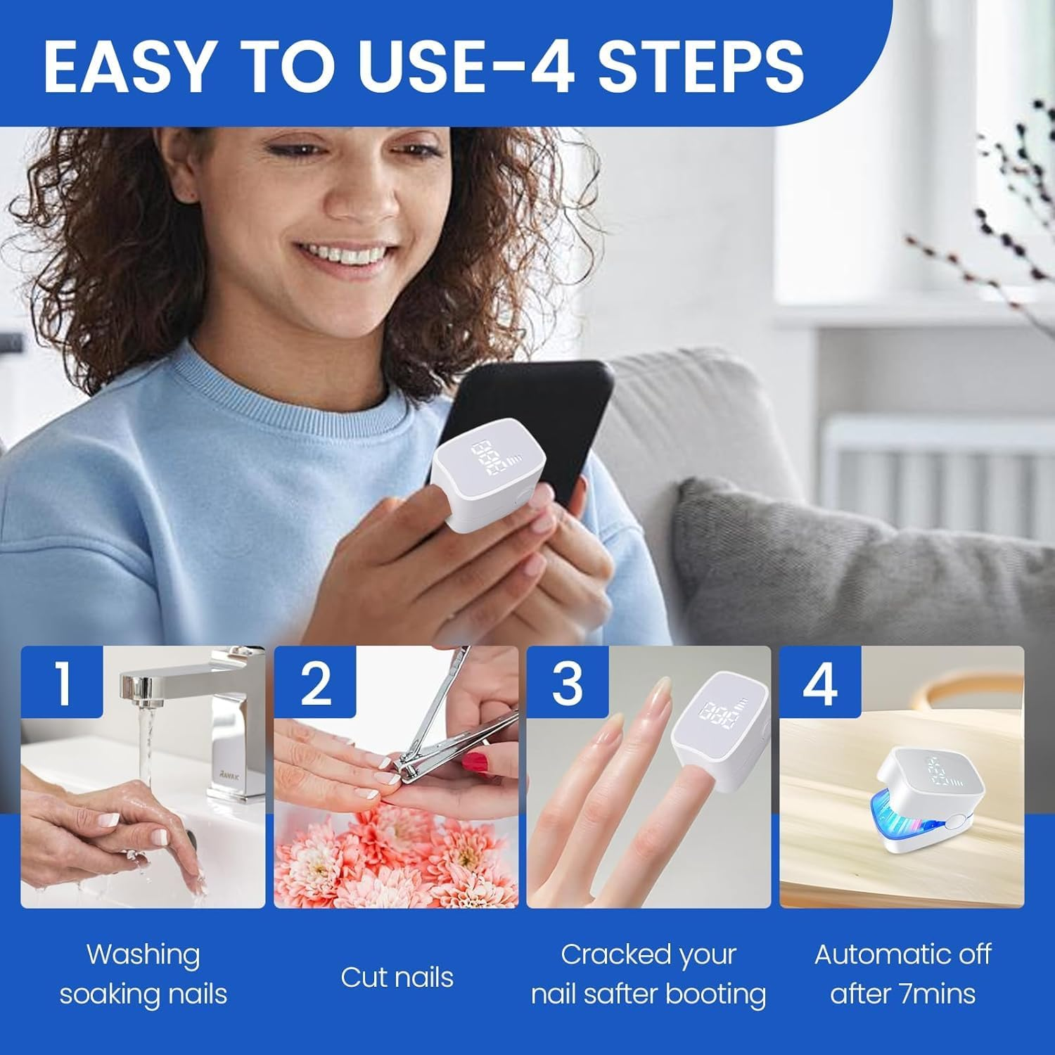 UV Light Nail Fungus Laser Device, Onychomycosis Laser Device with 470Nm Blue & 910Nm Infrared Light, Toenail Fungus Ideal for Home Treatment with LED Time Display for Home Use image number 2