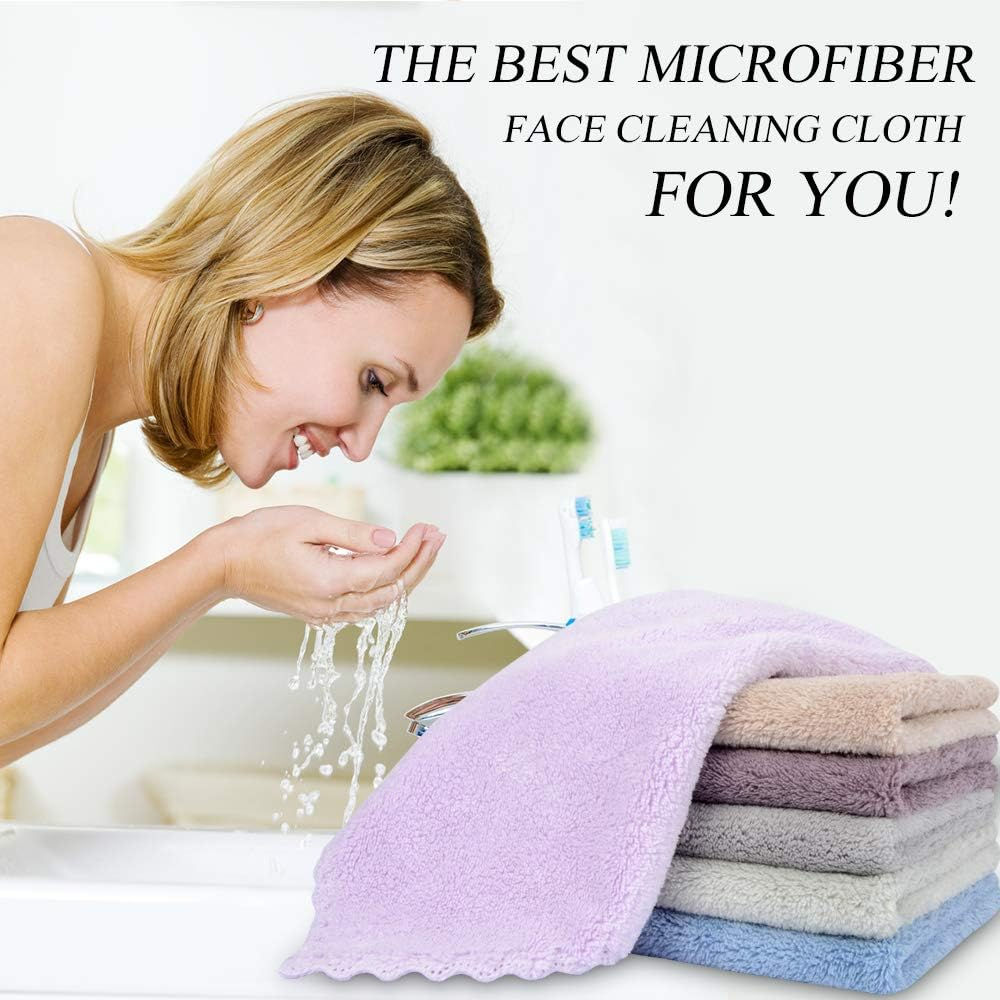 SUNLAND Microfiber Face Cloth Reusable Makeup Remover Facial Cleansing Towel Ultra Soft Face Washcloth 12Inchx12Inch 6 Pack Multicolor image number 2