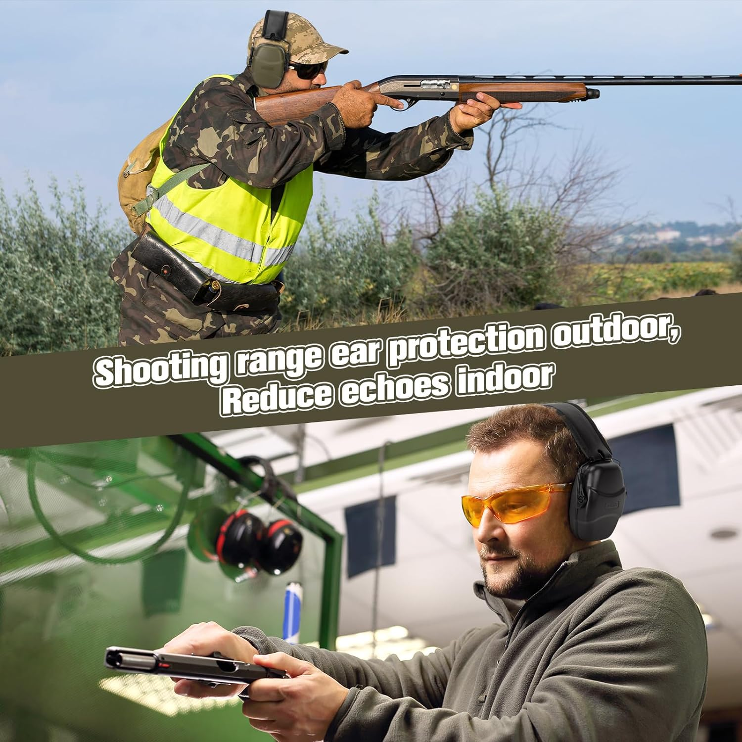34 Db NRR Noise Reduction Safety Shooting Ear Muffs,Shooters Hearing Protection Adjustable Ear Muff,Ear Defenders for Hunting - Black image number 6