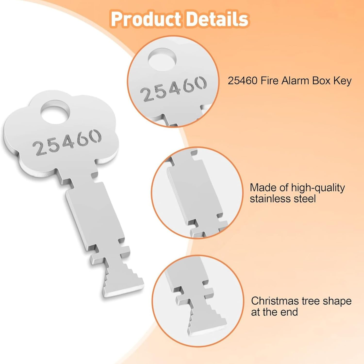 2Pcs Fire Alarm Box Key 25460 Replacement for Gamewell and Elevator Fire Master Alarm Box image number 5