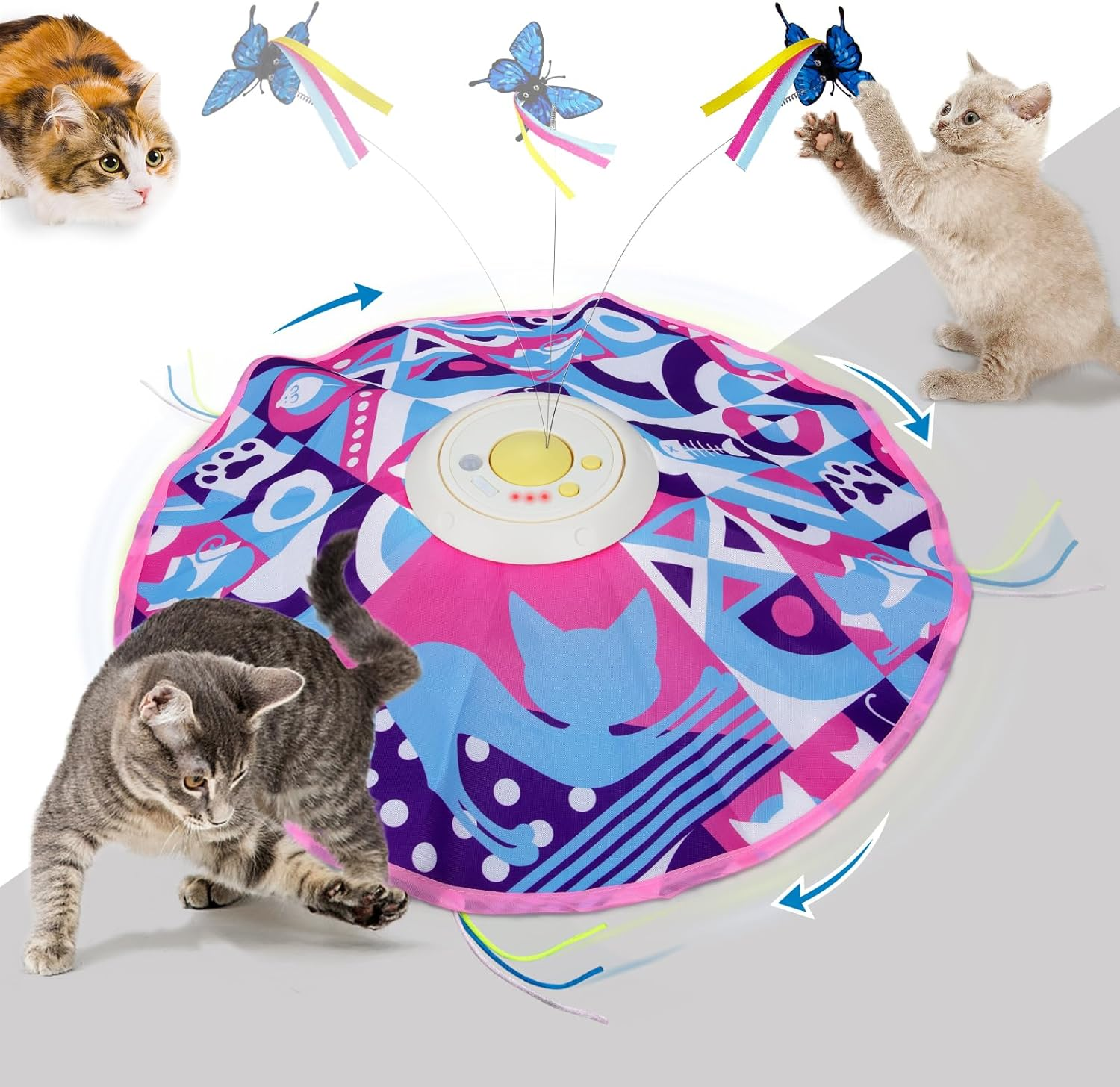 Cat Toys Chargeable, 3In1 Hide and Seek Kitten Wand Toy, Interactive Automatic Cats Toy, Fluttering Butterfly, Moving Feather, Indoor Exercise Kicker for All Breeds image number 2