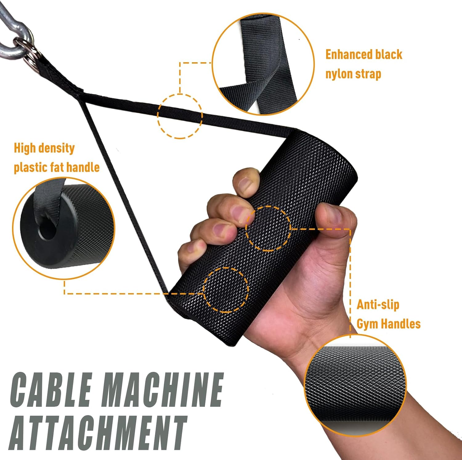 Arm Wrestling Handles, Thick Armwresting Training Equipment LAT Pulldown Attachments D Handle, V Bar Cable Machine Attachments, Gym Handles for Forearm, Wrist Strength Training - 4 In 1 Grip image number 3