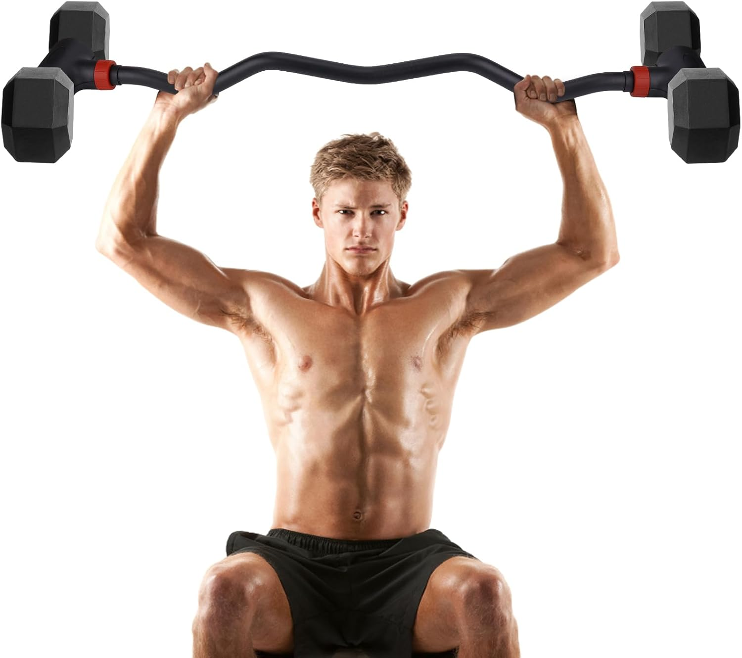 Dumbbell Converter, Hyperbell EZ Curl Bar Kettlebell Grip for Dumbbells Convert Dumbbells to Barbell for Weightlifting Home Workout Gym Workout Sport 90Kg Capacity image number 4