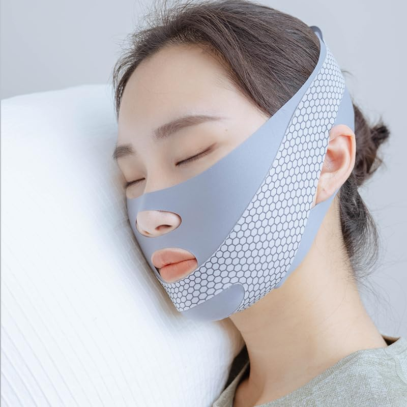 Chin Lifter for Double Chin,Face Lift Band,Breathable, Soft and Comfortable Lifting Mask for Women Remove Double Chin (Grey) image number 6