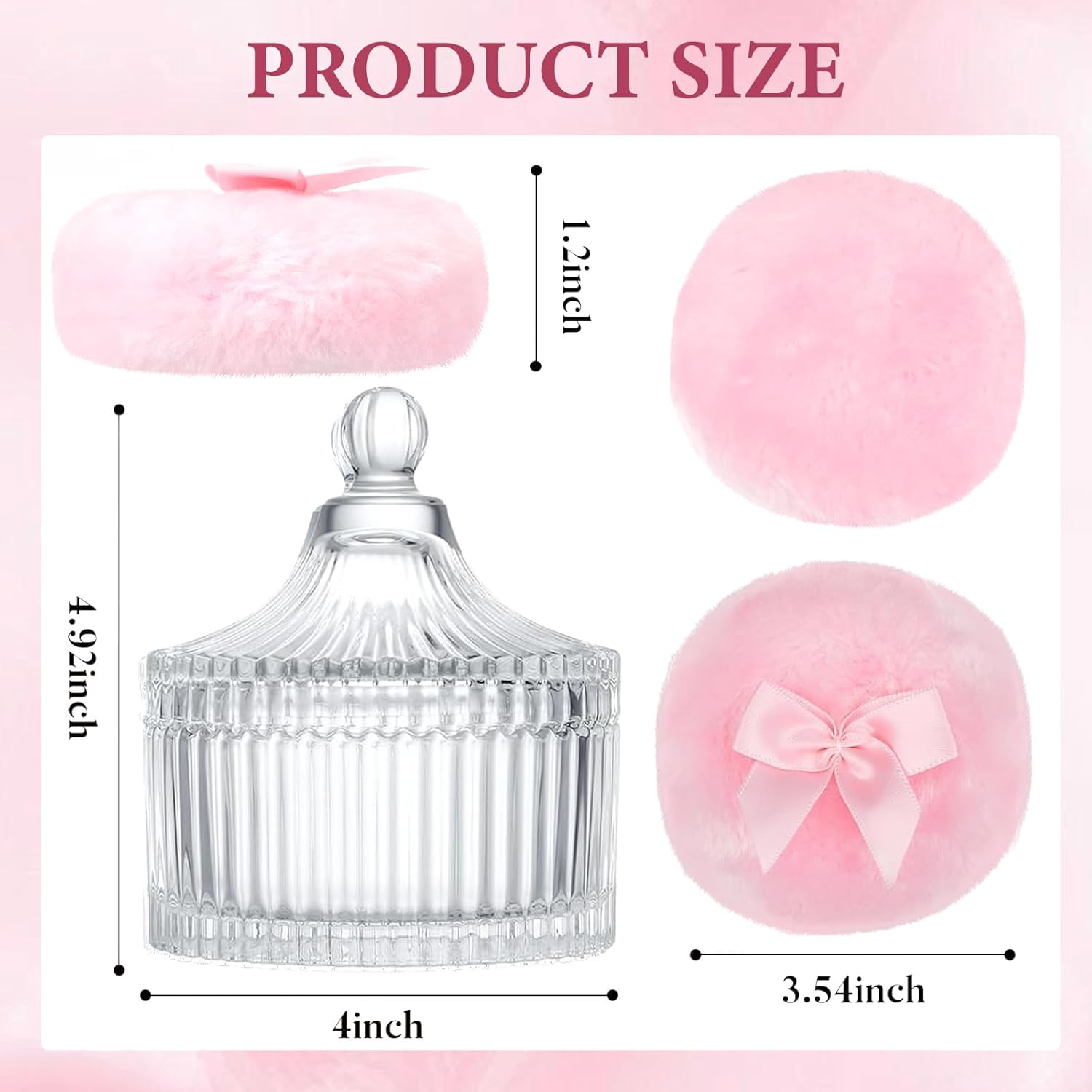 Large Body Powder Puff with Clear Crystal Case &ndash; Soft Washable & Reusable Velour Puff for Wet/Dry Makeup image number 4