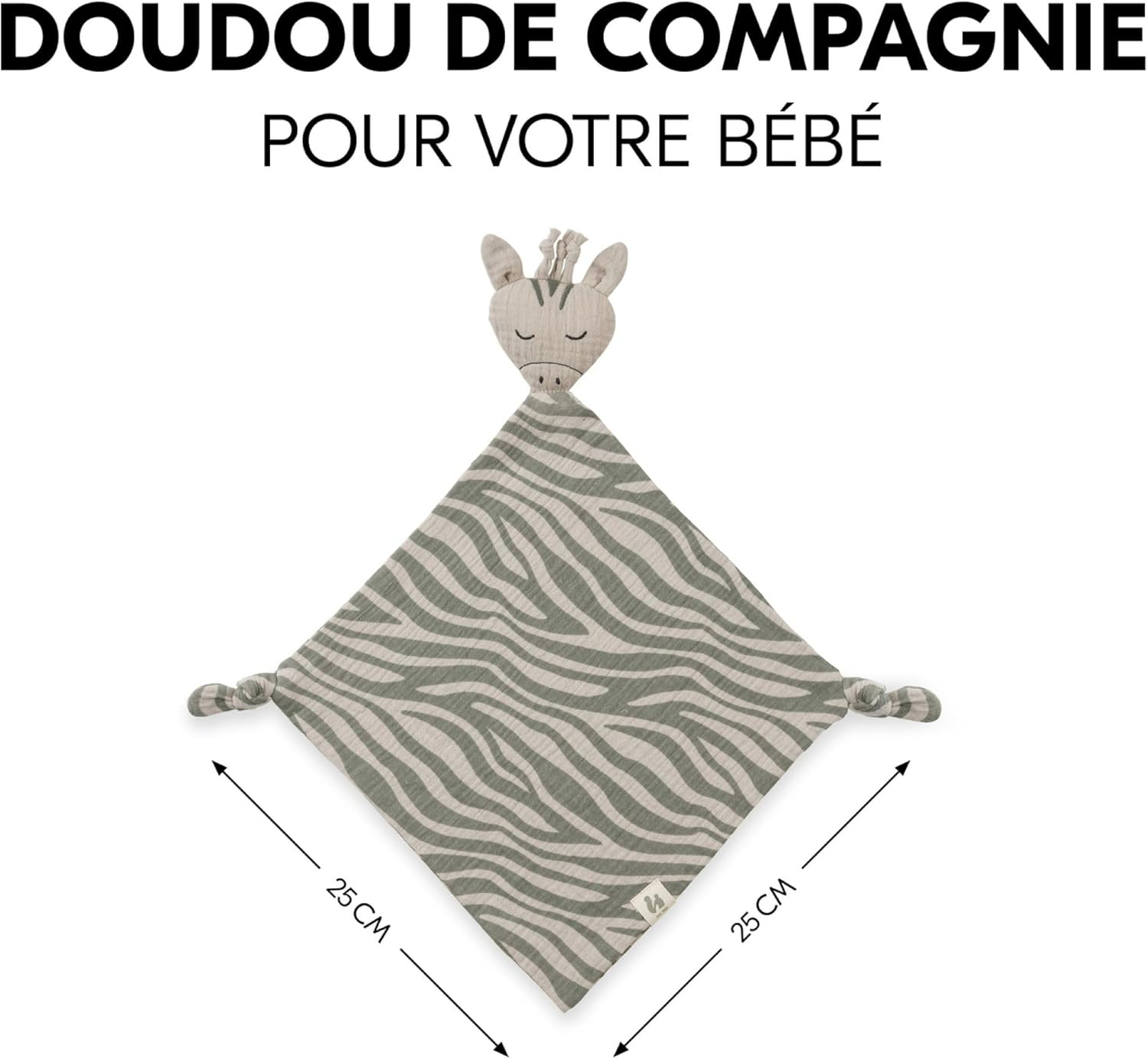 Hauck Cuddle N Play Baby Cuddle Blanket, Muslin Cotton Comforter Boy Girl, Cuddly Toy and Comforter Cuddly Toy Washable at 60&deg;C, 25 X 25 Cm (Zebra Sage) image number 6