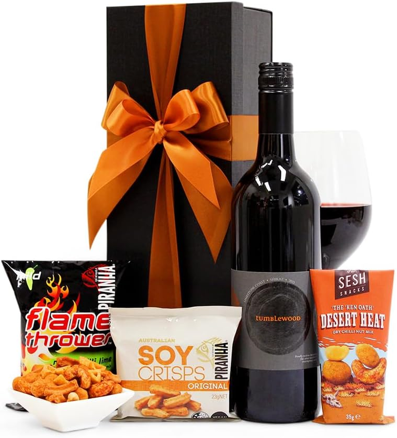 Wine & Nuts Hamper (Shiraz) - Wine Party Gift Hamper for Birthdays, Graduations, Christmas, Easter, Holidays, Anniversaries, Weddings, Receptions, Office & College Parties