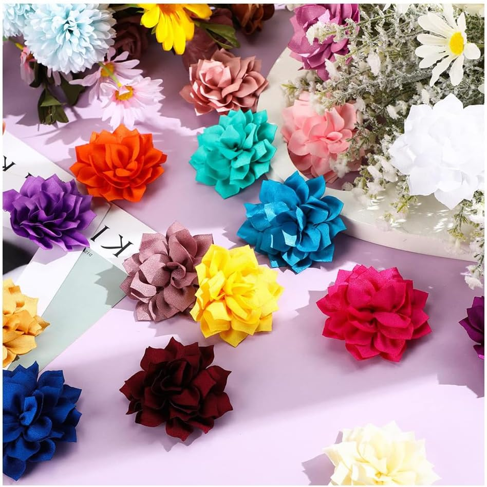 20 Colors Dog Collar Bows Flowers Multi Color Accessory Pet Bow Ties Flower Collars Multicolored for Dogs Grooming Cat Puppy Collar Grooming Accessories, Chiffon Fabric image number 5