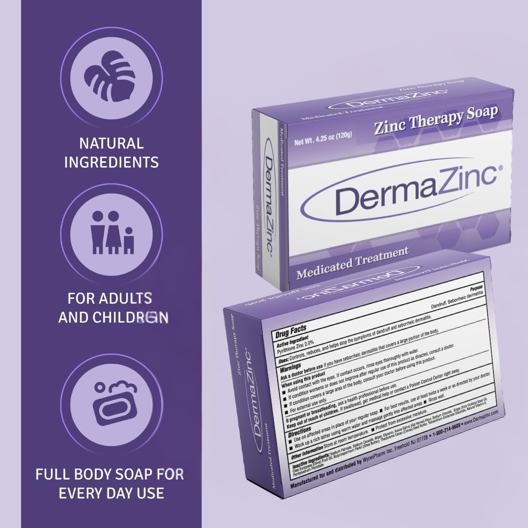 Dermazinc Zinc Therapy Soap 4.25 Ounce (120 Gram) Bar - 3 Pack image number 1