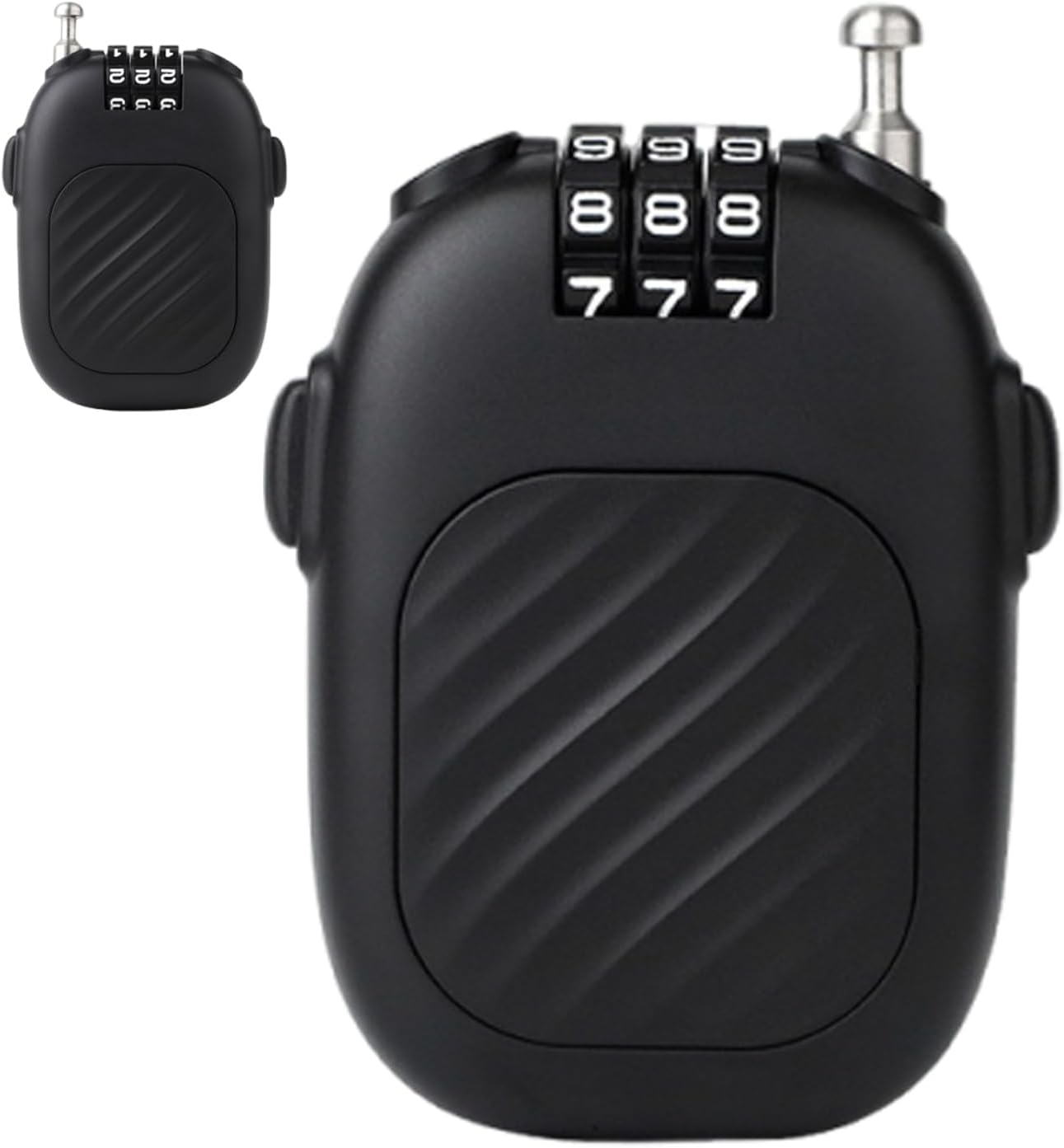 Retractable Cable Lock - Ski Lock Cable | 14 Inch Steel Cable Password Ski Locks | Adjustable Backpack Safety Locker for Travel Suitcase Bags Offering Increased Security with 3 Sets of Numeric Combi image number 1