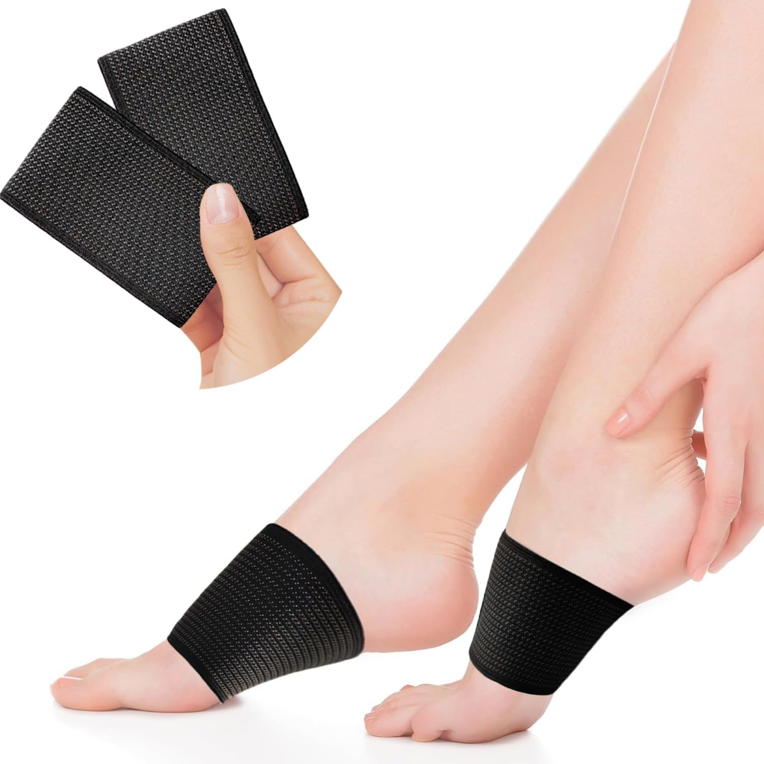 Copper Compression Copper Arch Support - 2 Plantar Fasciitis Braces/Sleeves. H HOME-MART Foot Care, Heel Spurs, Feet Pain Relief, Flat & Fallen Arches, High Arch image number 1