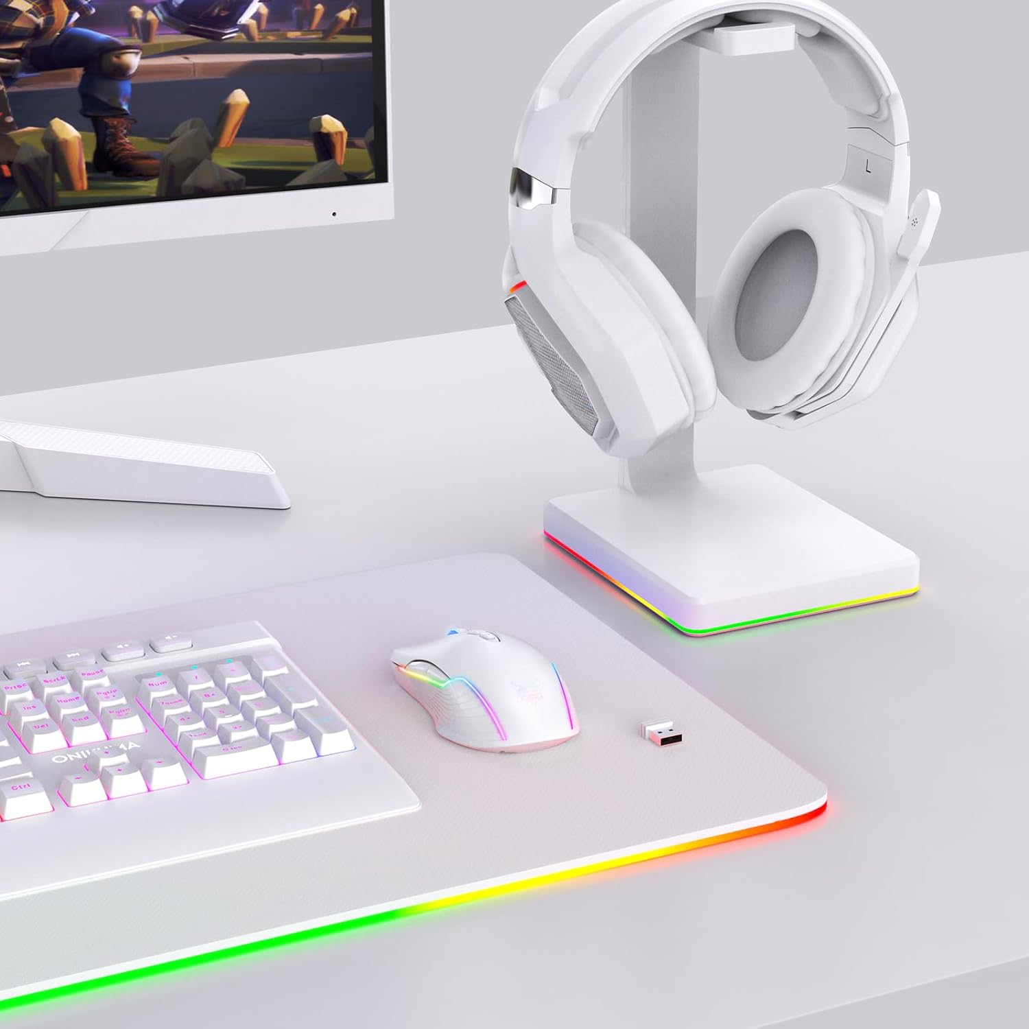 PHNIXGAM RGB Gaming Mouse, Ergonomic Design, Adjustable DPI, Compatible with Windows, Mac (White Wireless) image number 6