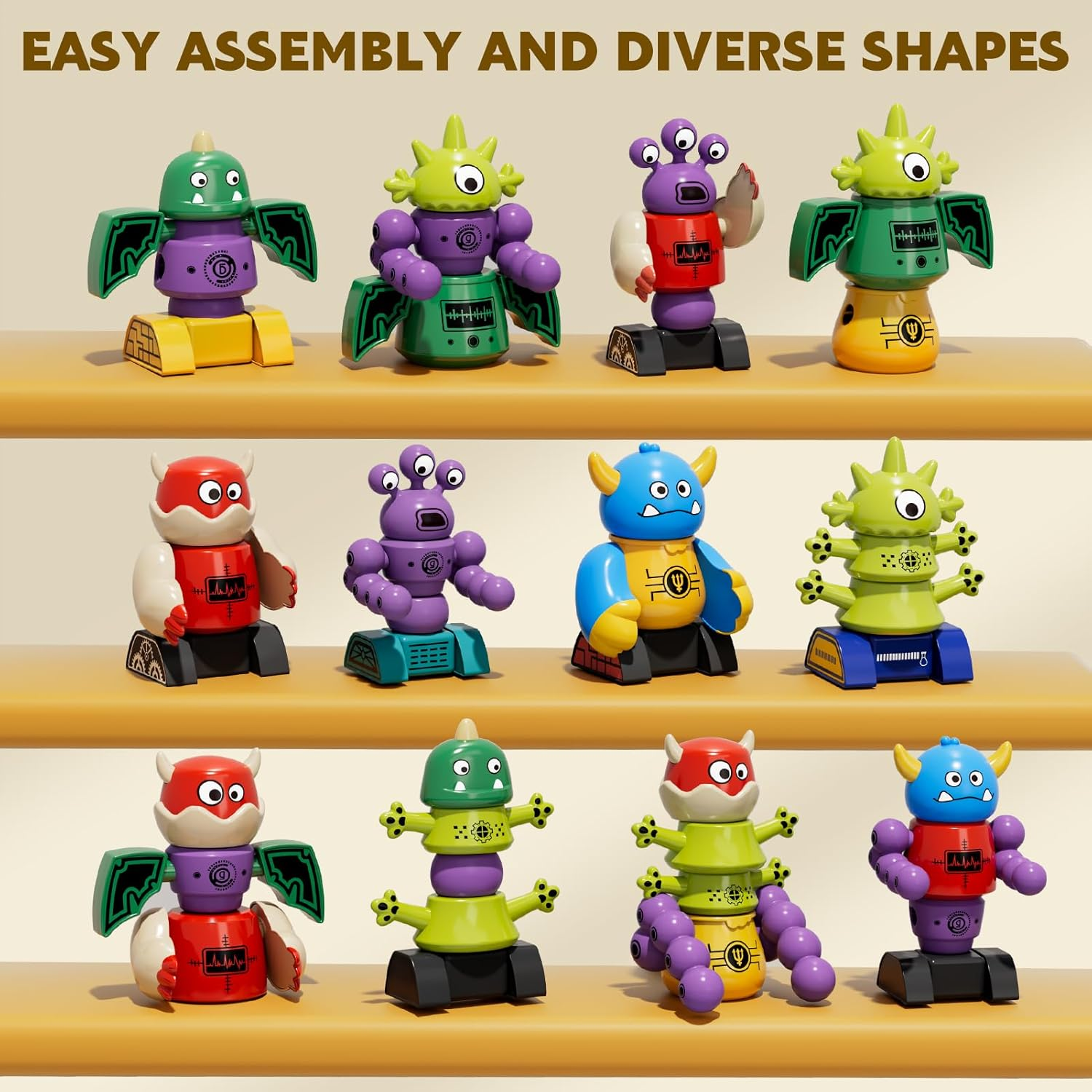 JUKUDAHU Magnet Robot Toy for Kids 3-5 Years Old - Magnetism Toys Stacking Blocks Playset with Storage Box, Educational Preschool Learning Toys for Boys Age 3-6, Christmas and Birthday Gifts image number 2