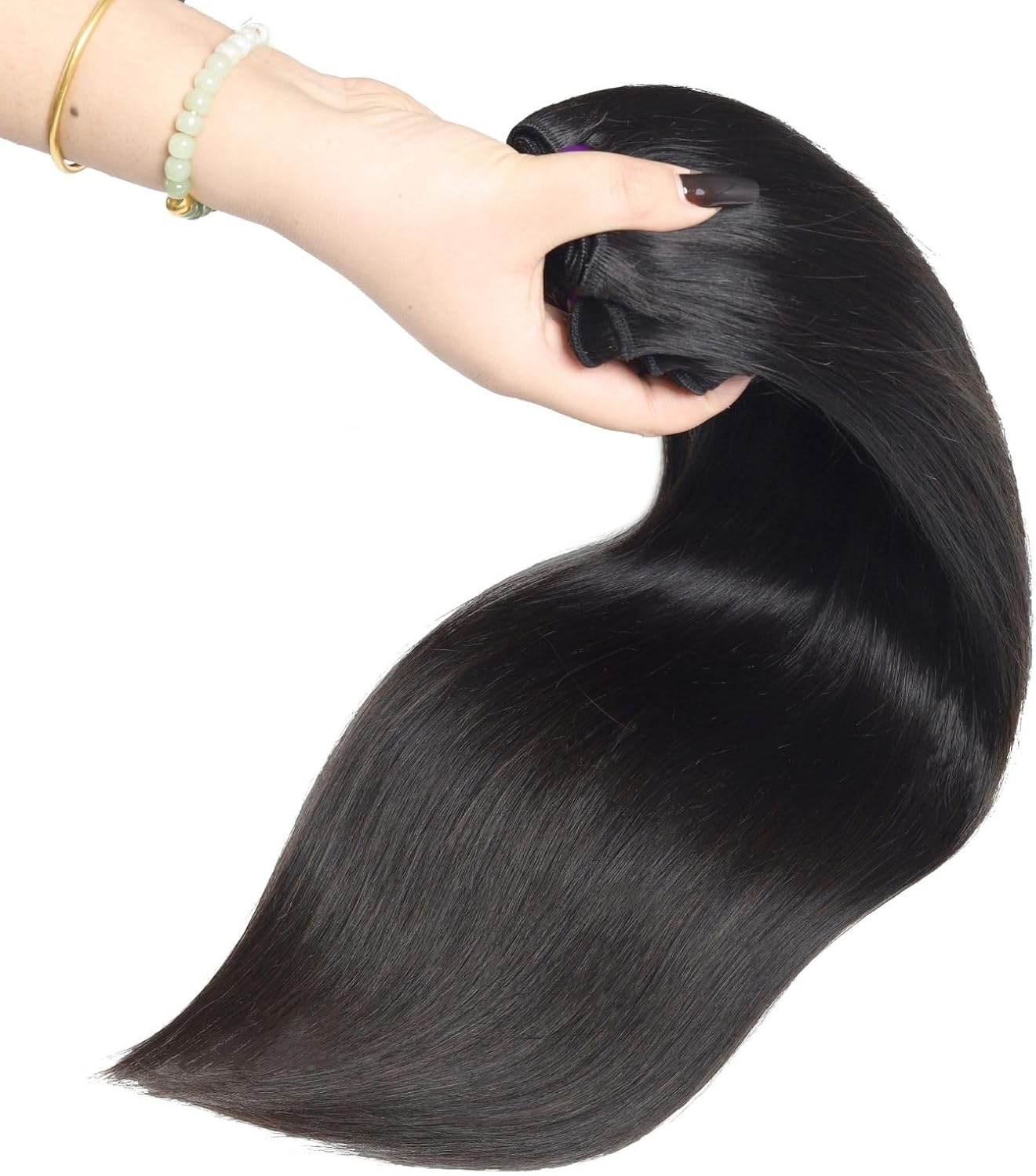 Beauty Queen 16A Brazilian Straight Bundles Human Hair (20 22 24 Inch) 100% Unprocessed Straight Human Hair Bundles Quick Weave Hair 3 Bundles Thick Remy Virgin Hair Extensions Natural Color image number 2