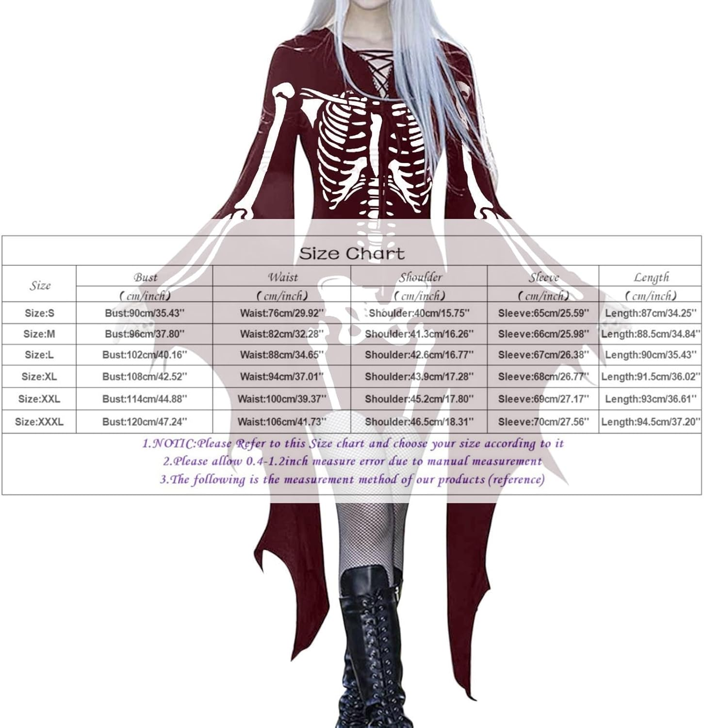 Halloween Dress for Women Steampunk Gothic Dress with Bat Sleeves Medieval Renaissance Costume for Party Cosplay image number 1