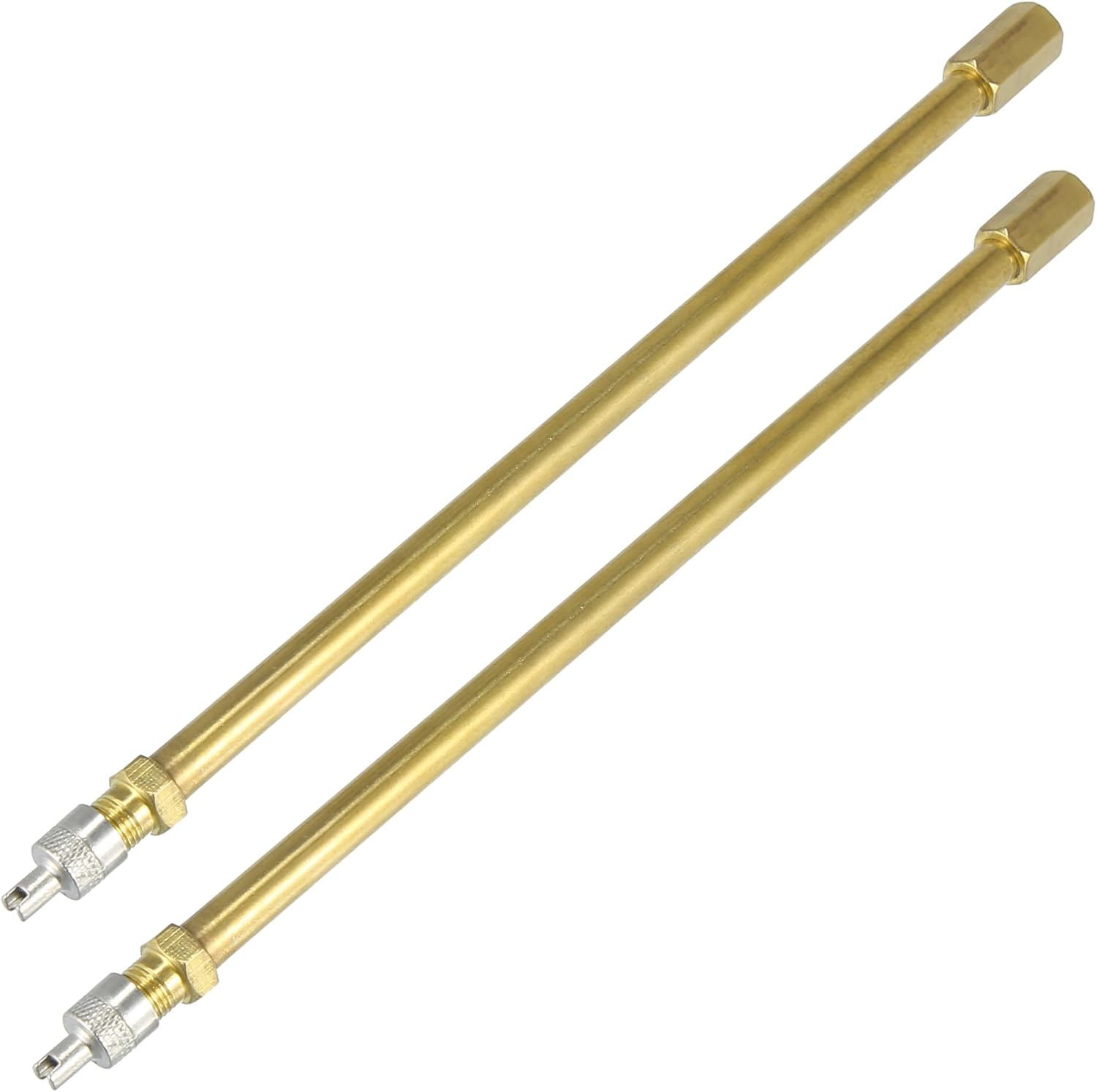 X AUTOHAUX 2Pcs 200Mm/7.87" Long Brass Auto Tire Valve Extension Adaptor Air Tyre Stem Extender Inflation Stright Bore for Car Truck Motorcycle Bike Scooter