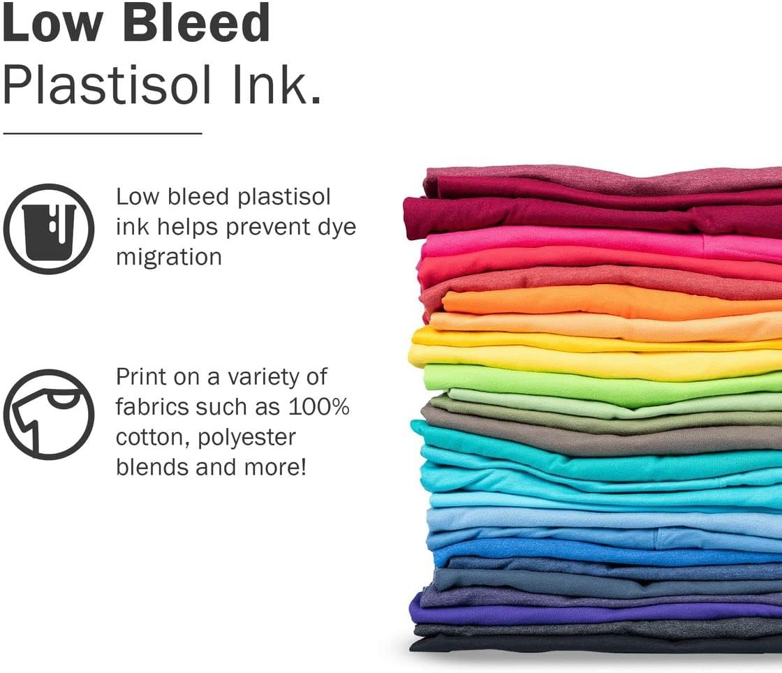 Screen Printing Ink Set - Rapid Cure&reg; Pastel 6 Color Plastisol Ink for Screen Printing Fabric - Low Temperature Curing 8 Oz. Plastisol Ink by Screen Print Direct&reg;- Inks for Silk Screens and Mesh image number 3