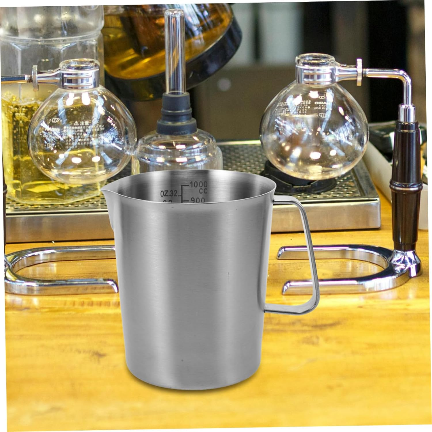 OFFIGAM Large Capacity Measuring Cup Handle Stainless Steel Measuring Cup Scale for Milk Coffee Espresso Frother for Household Use image number 5