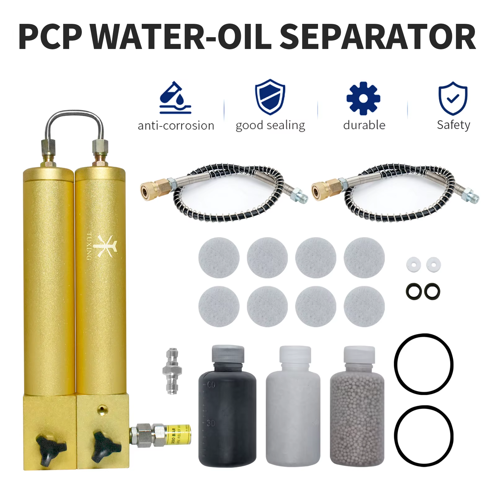 TUXING 300Bar Compressor Oil Water Separator High Pressure Compressor Two Stage Filtration Air Filter for Purifying Air Diving image number 5