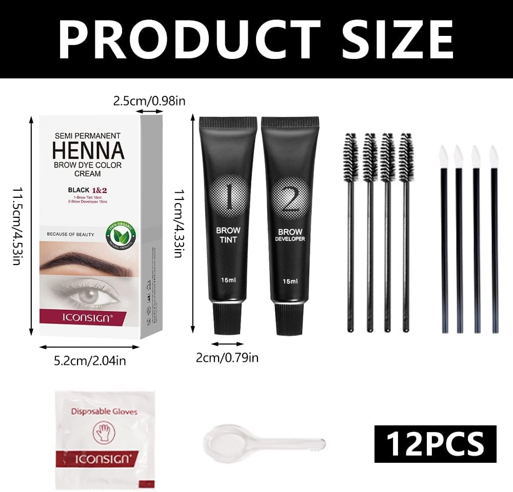 30Ml Eyelash and Brow Dye Kit,Professional Eyelash & Brow Dye Cream with Complete Tools for Salon or at Home Use, Natural Ingredients Long-Lasting Waterproof Quick Drying Safe & Easy to Use Makeup Kit (Black) - Coffee image number 3