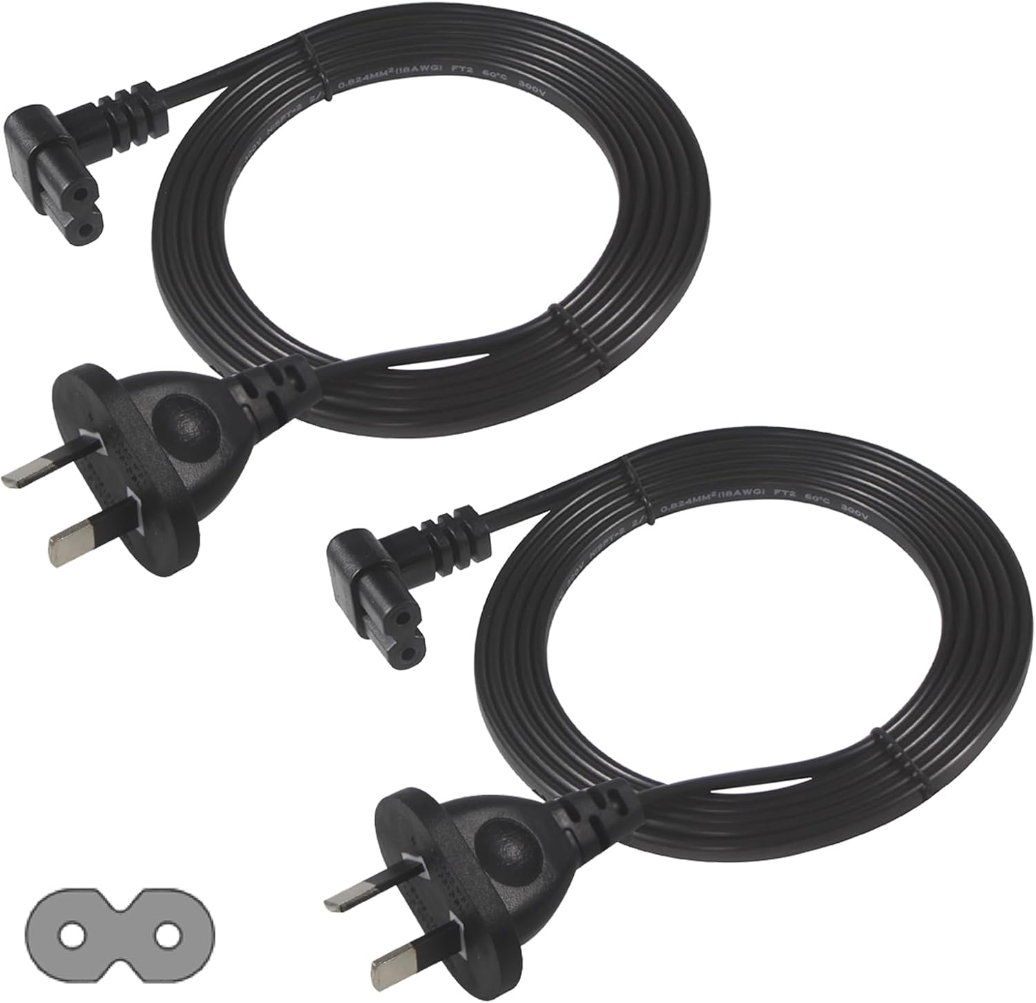 Aus 2Pin Mains Plug L Shape Figure 8 Angled C7 Power Cord 3M Australia Iec-C7 Power Cable 2X0.75Mm2 2 Cores for TV Xbox PS4