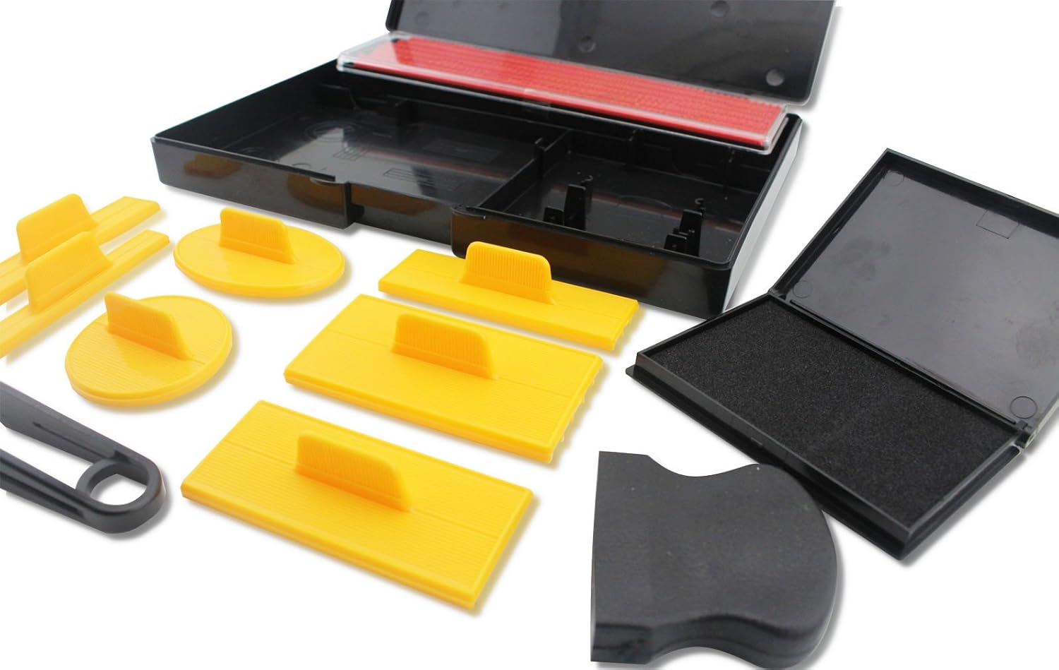 Finex DIY Rubber Stamp Printing Kit - Easy to Use D.I.Y. Create Your Own Stamps Set for Business Craft Hobby School Blue Ink Pad Color image number 1