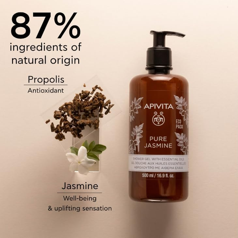 Apivita Pure Jasmine Shower Gel with Essential Oils - Ecopack 500Ml/16.9Oz image number 3