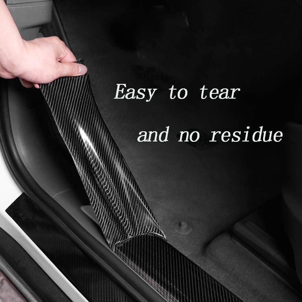 Str-Car Door Entry Guards Scratch Cover Protector Paint Threshold Guard,Front Rear Door Entry Sill Guard Scuff Plate Rear Bumper Protector Guard for Most Cars,2In9.8Ft(5Cm3M) Black image number 7