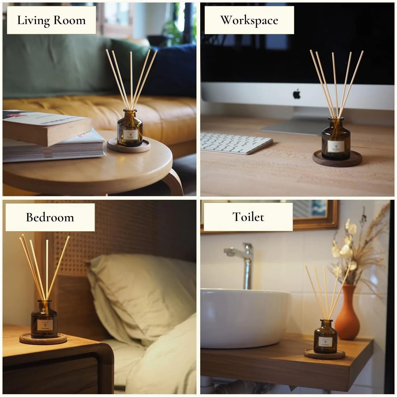 Pristine Japanese Ryokan Reed Diffuser for Home | Fresh Lavender, Moroccan Amber Reed Diffuser Set, Oil Diffuser & Reed Diffuser Sticks-Home Office Decor-Fragrance Gift image number 4
